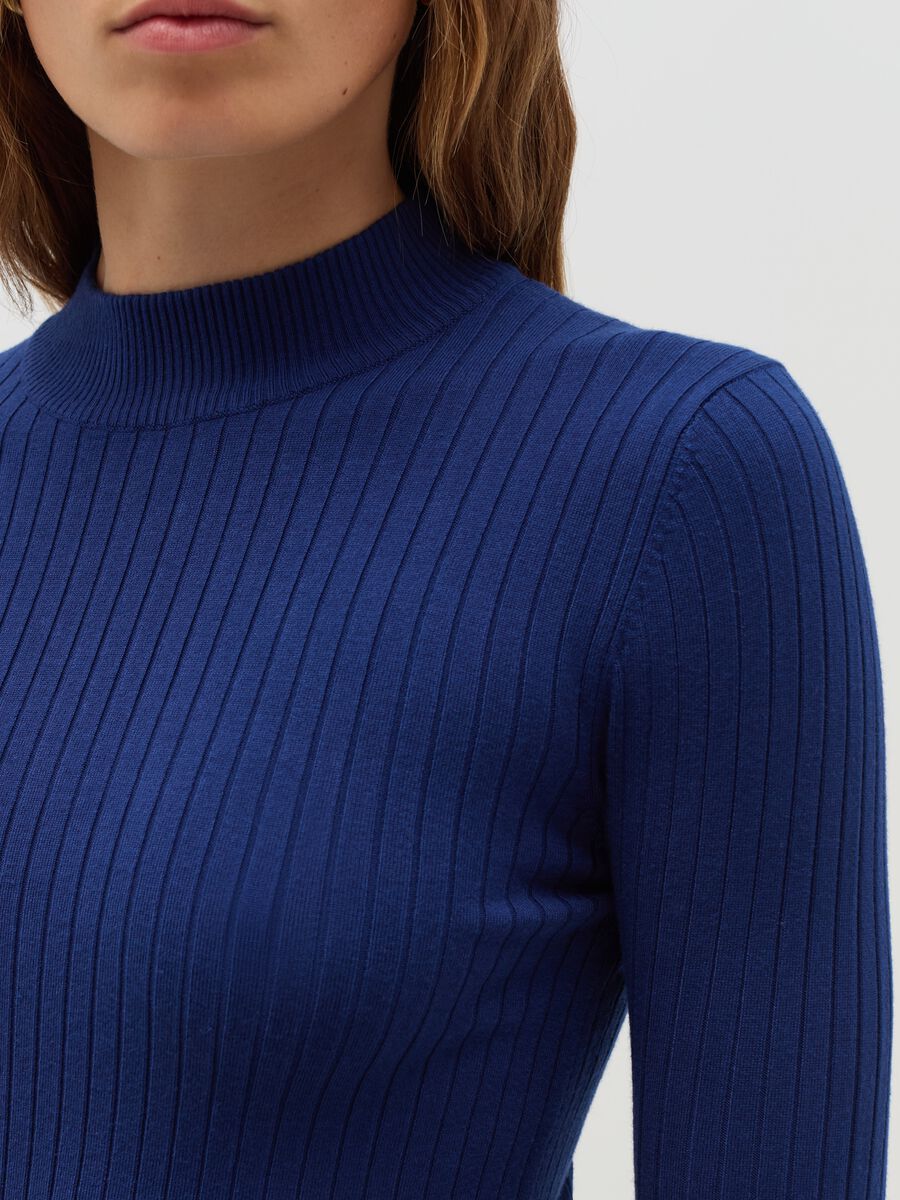 Ribbed knit pullover with mock neck_3