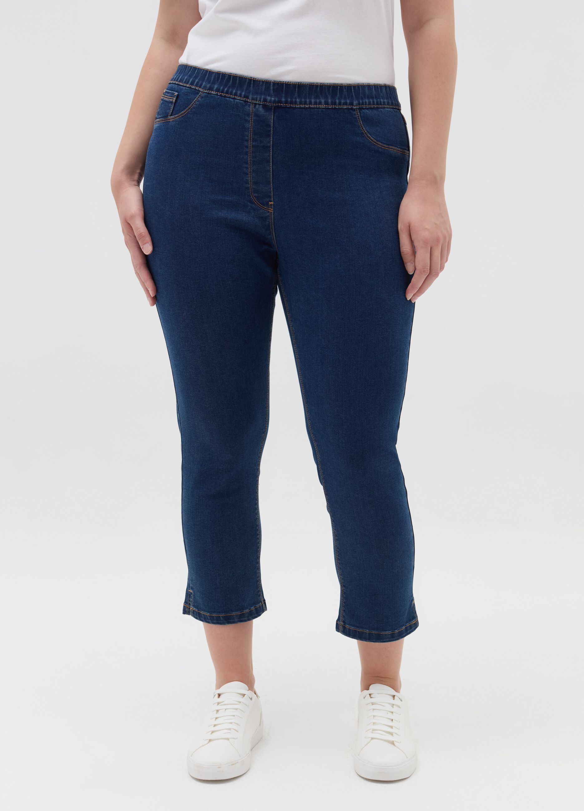 Jeggings crop con spacchetti Curvy