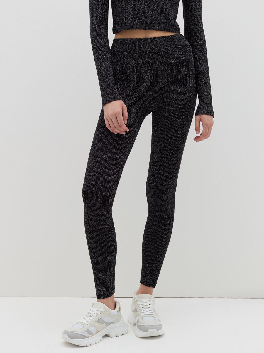 Ribbed lurex leggings_1