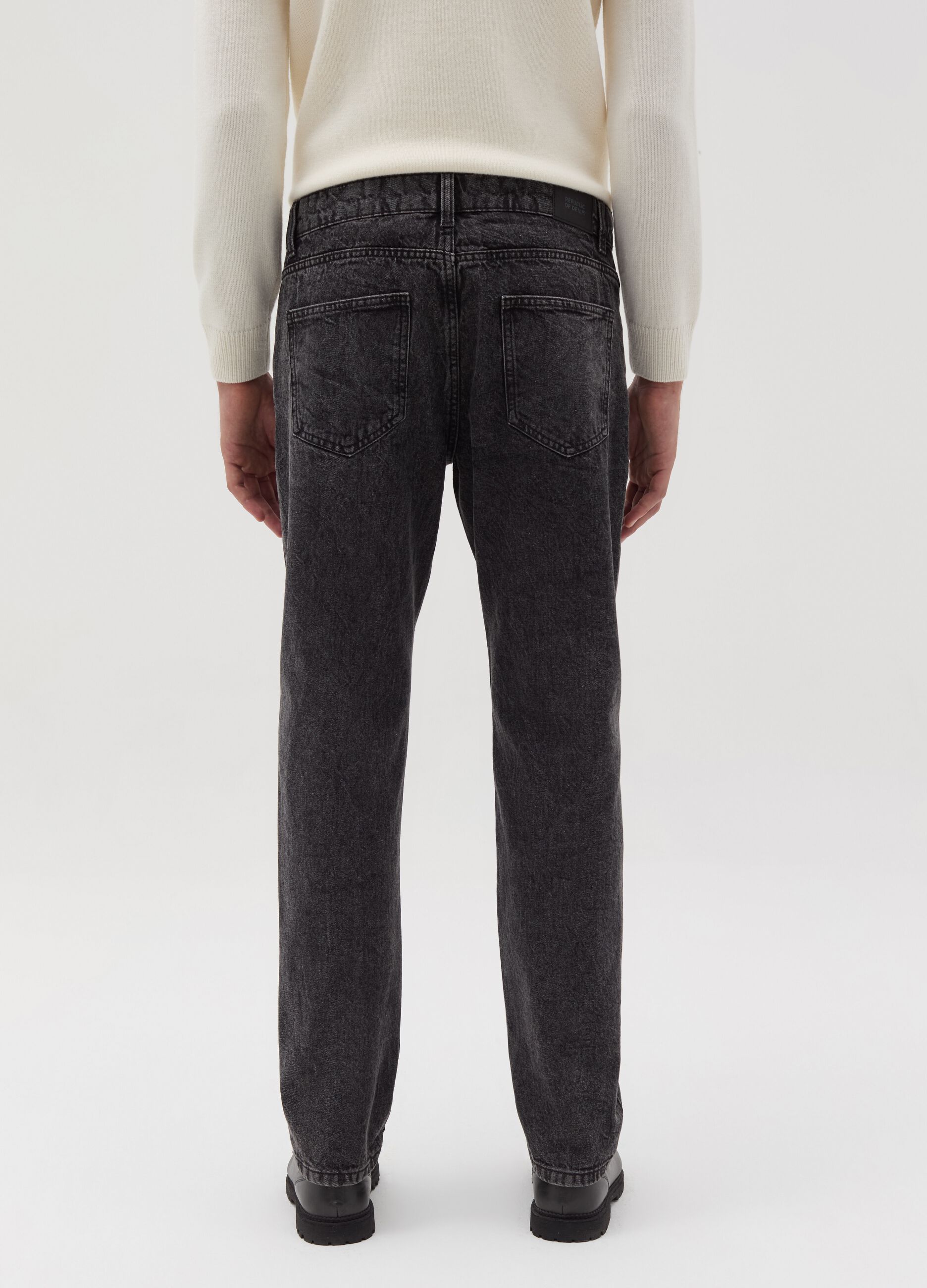 Slim-fit acid-wash jeans