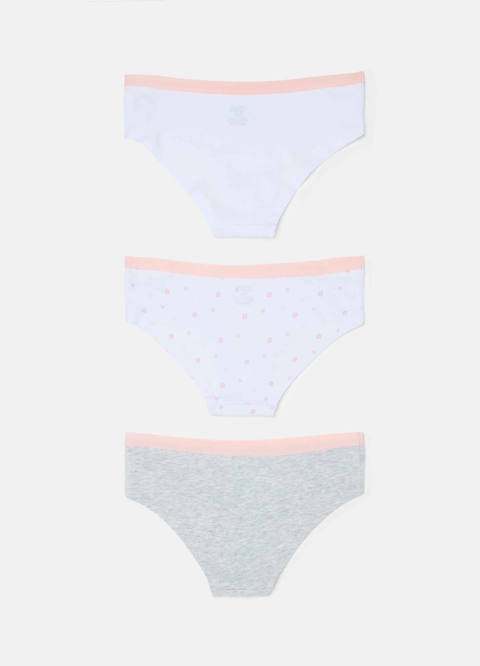 Three-pack French knickers in organic cotton with print