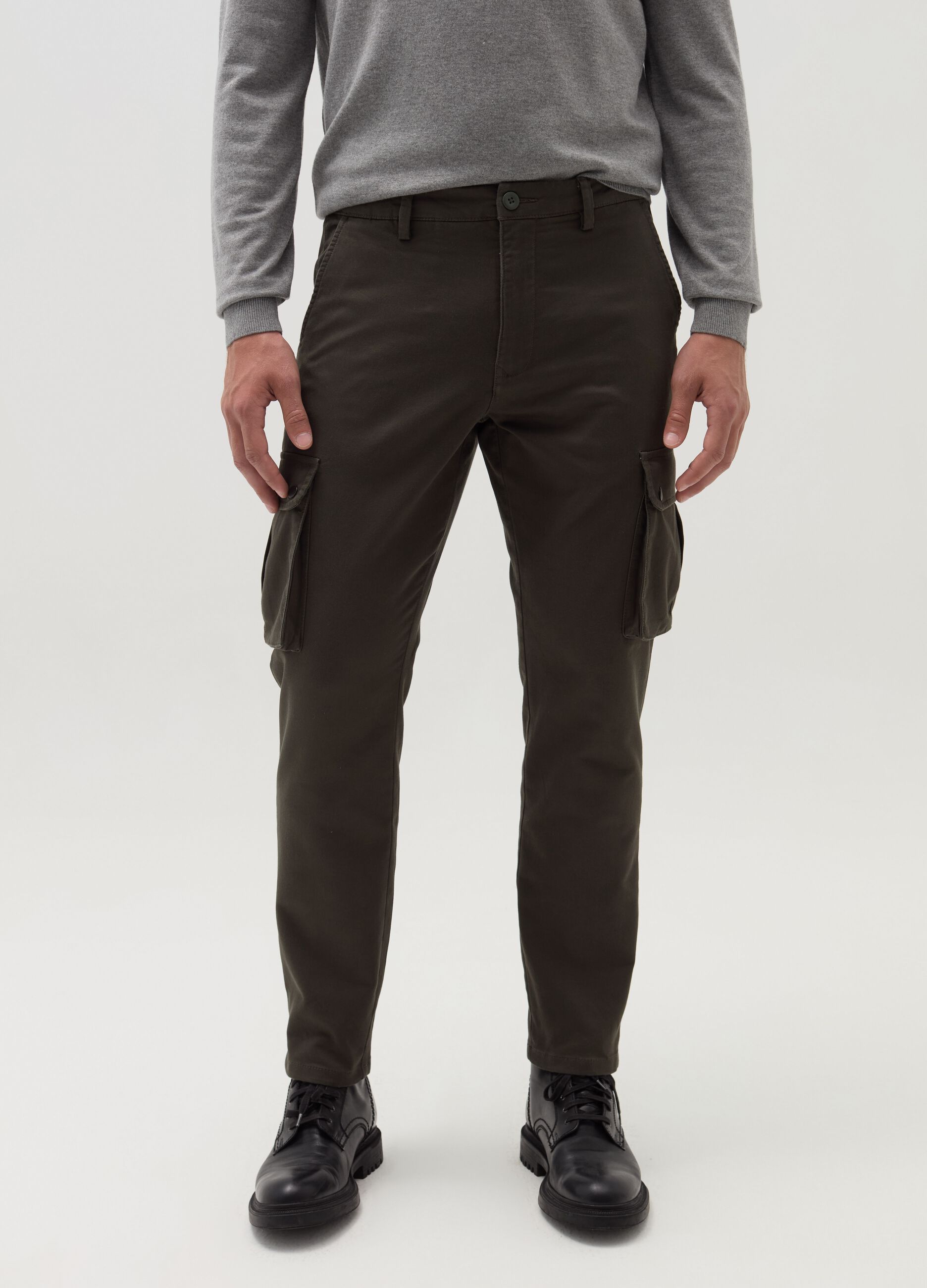 Pantalone cargo in cotone stretch