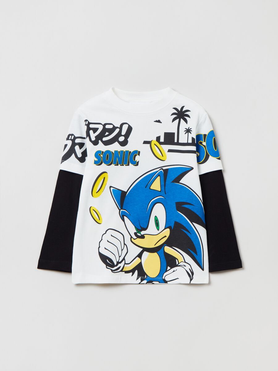 T-shirt with long sleeves and Sonic print_0