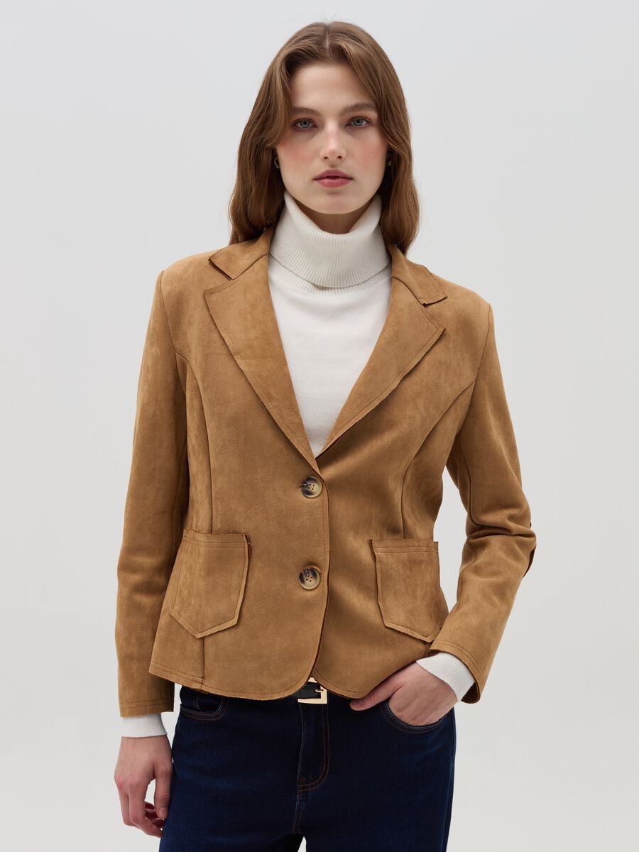 Suede single-breasted blazer_1