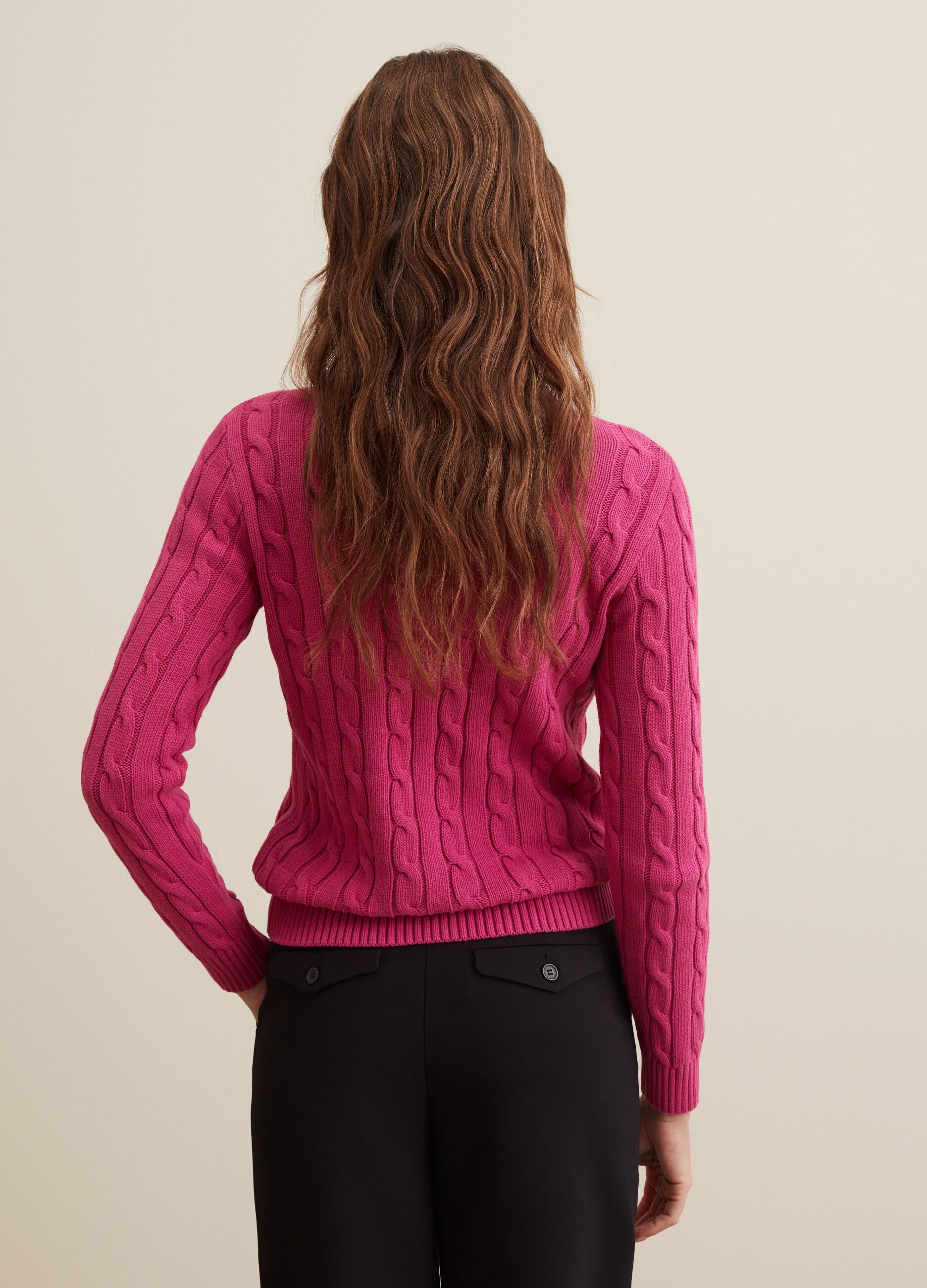 Cable knit crew-neck pullover