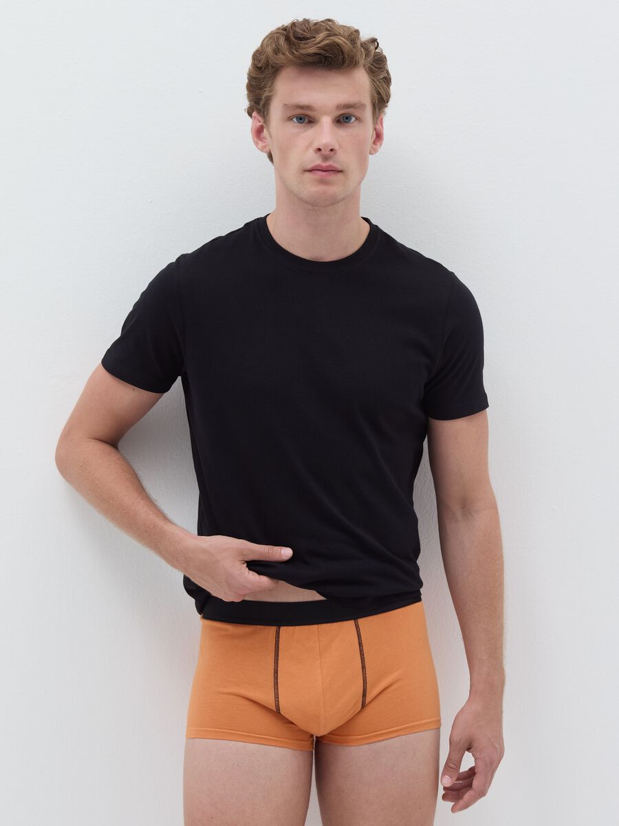Five-pack solid colour cotton boxer shorts_0