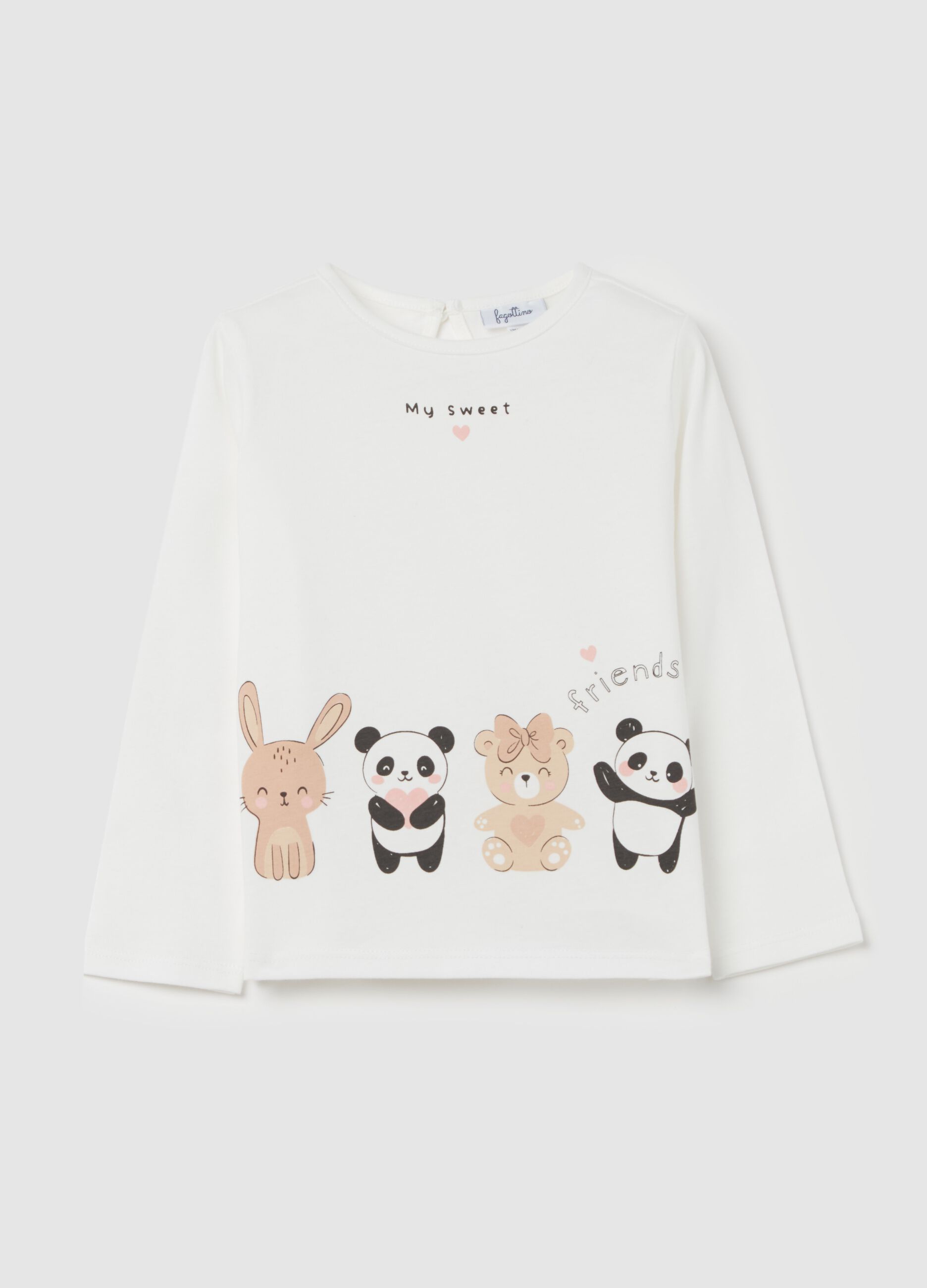 T-shirt with long sleeves and animals print