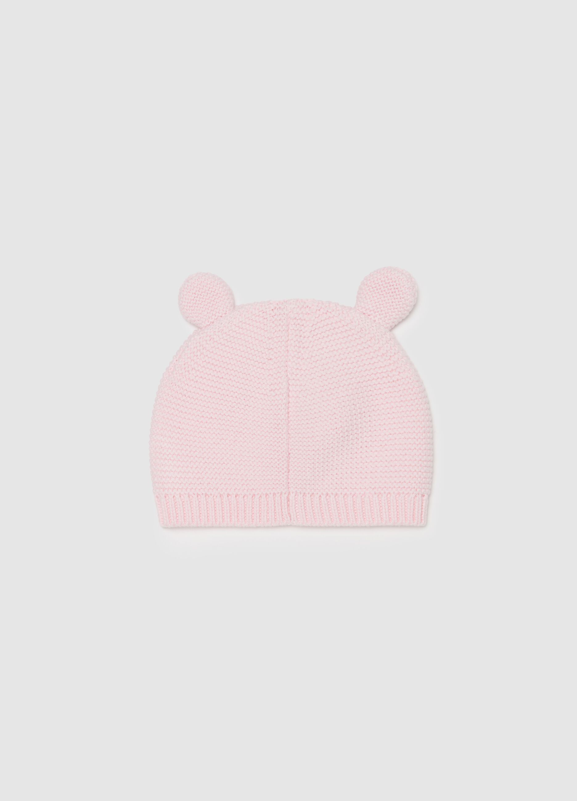 Hat with ears and teddy bear embroidery