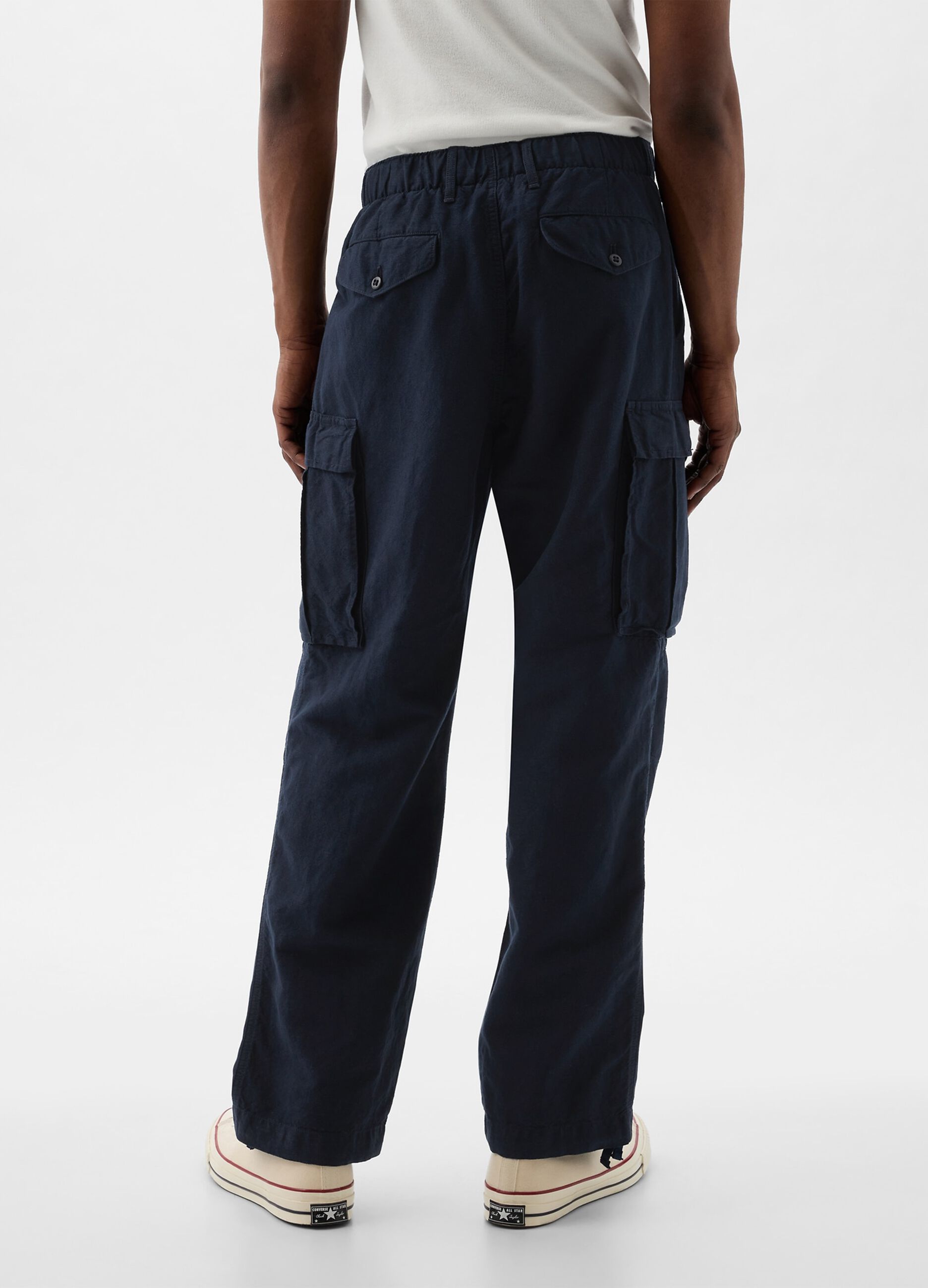 Cargo parachute trousers in linen and cotton