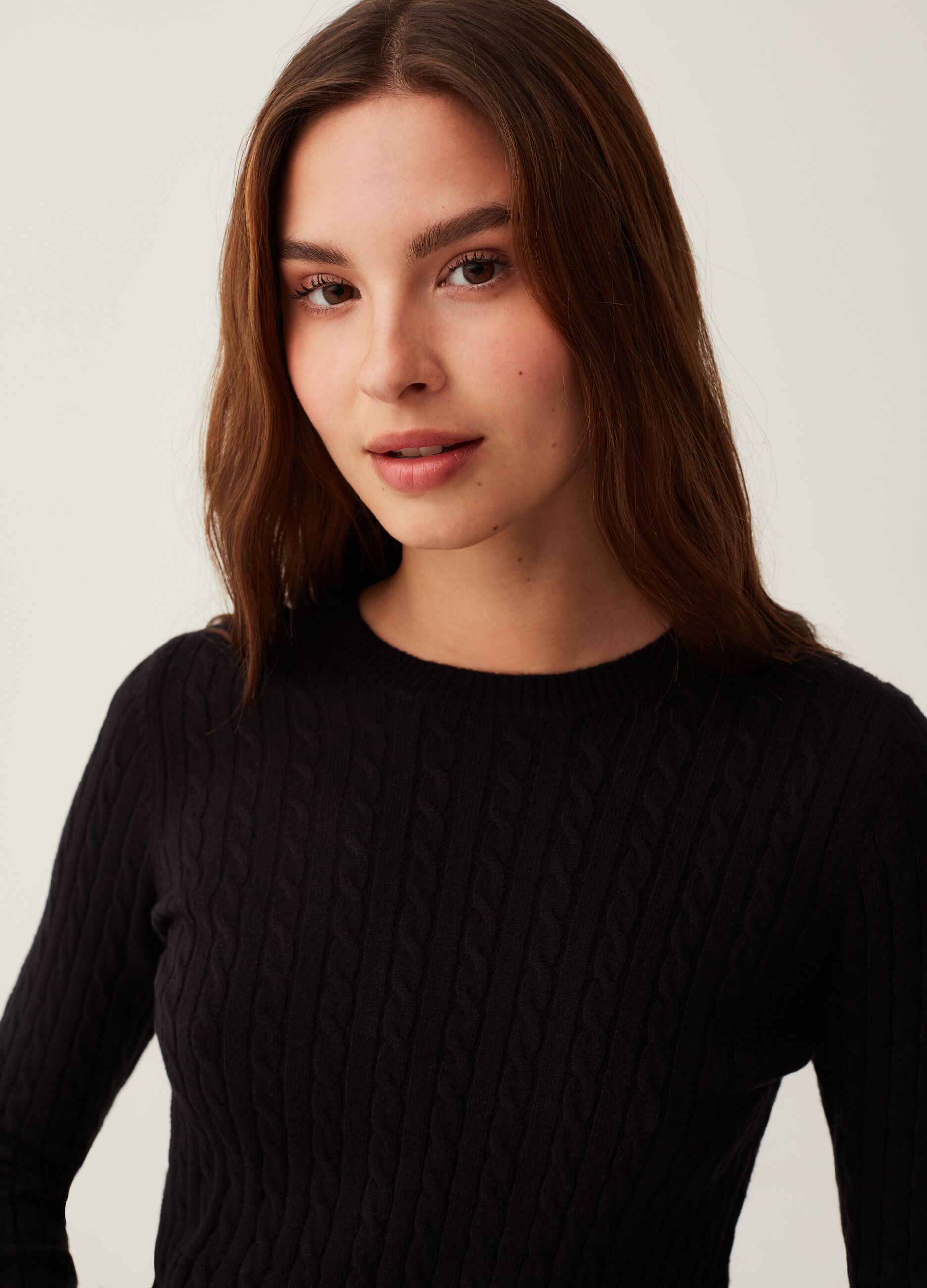 Pullover with cable-knit design