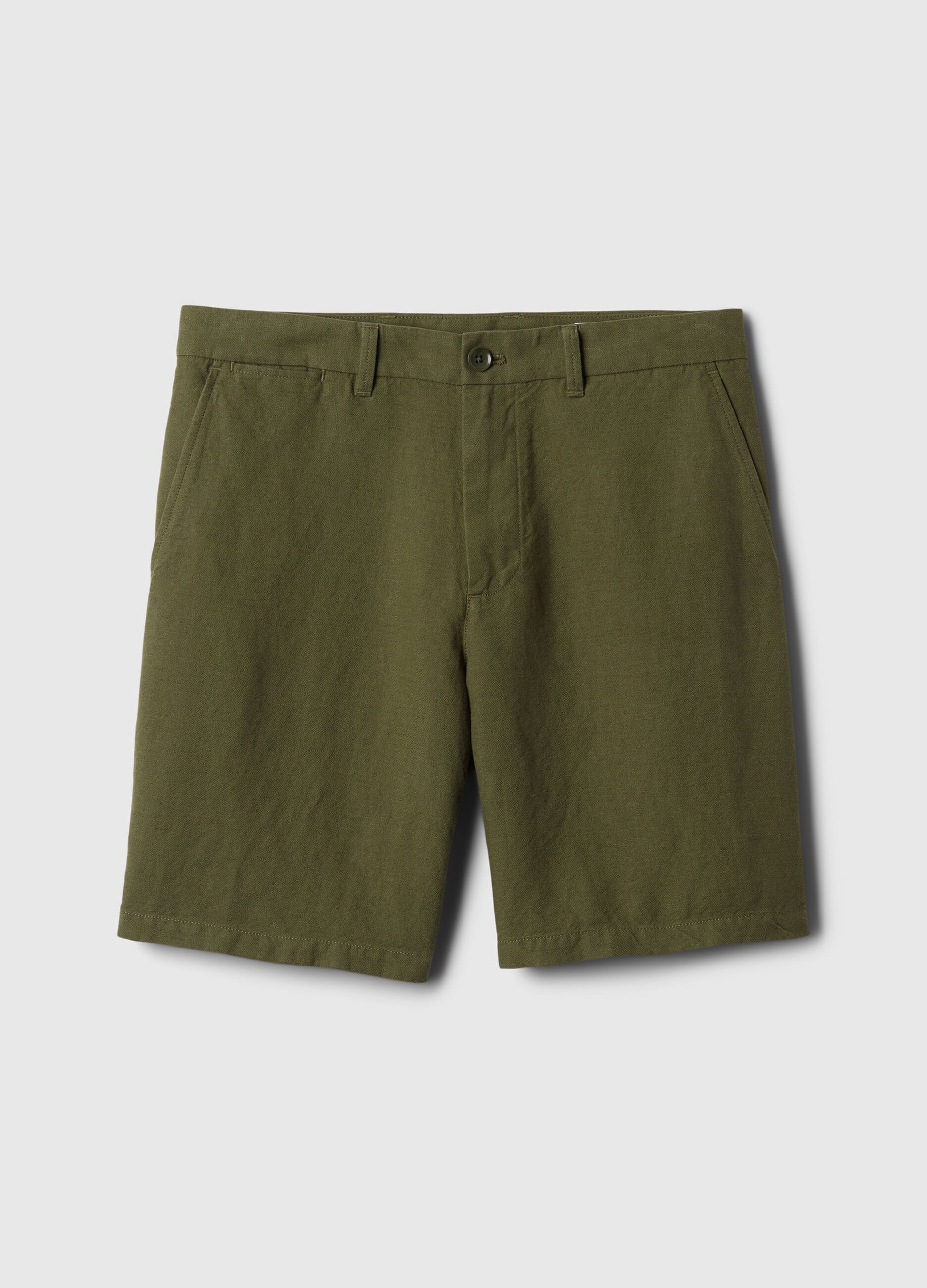 Relaxed-fit Bermuda shorts in cotton and linen