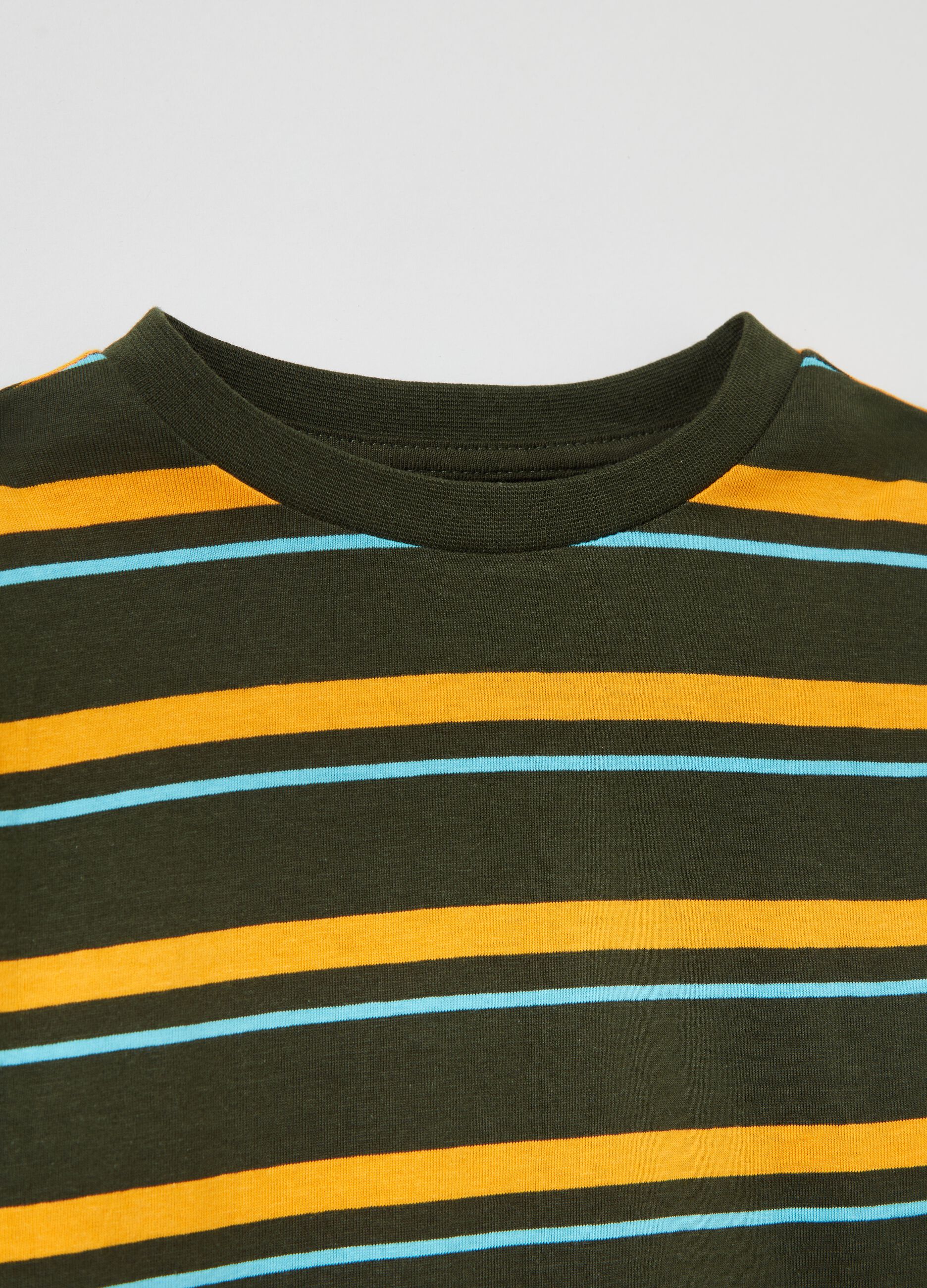 Striped cotton T-shirt with long sleeves