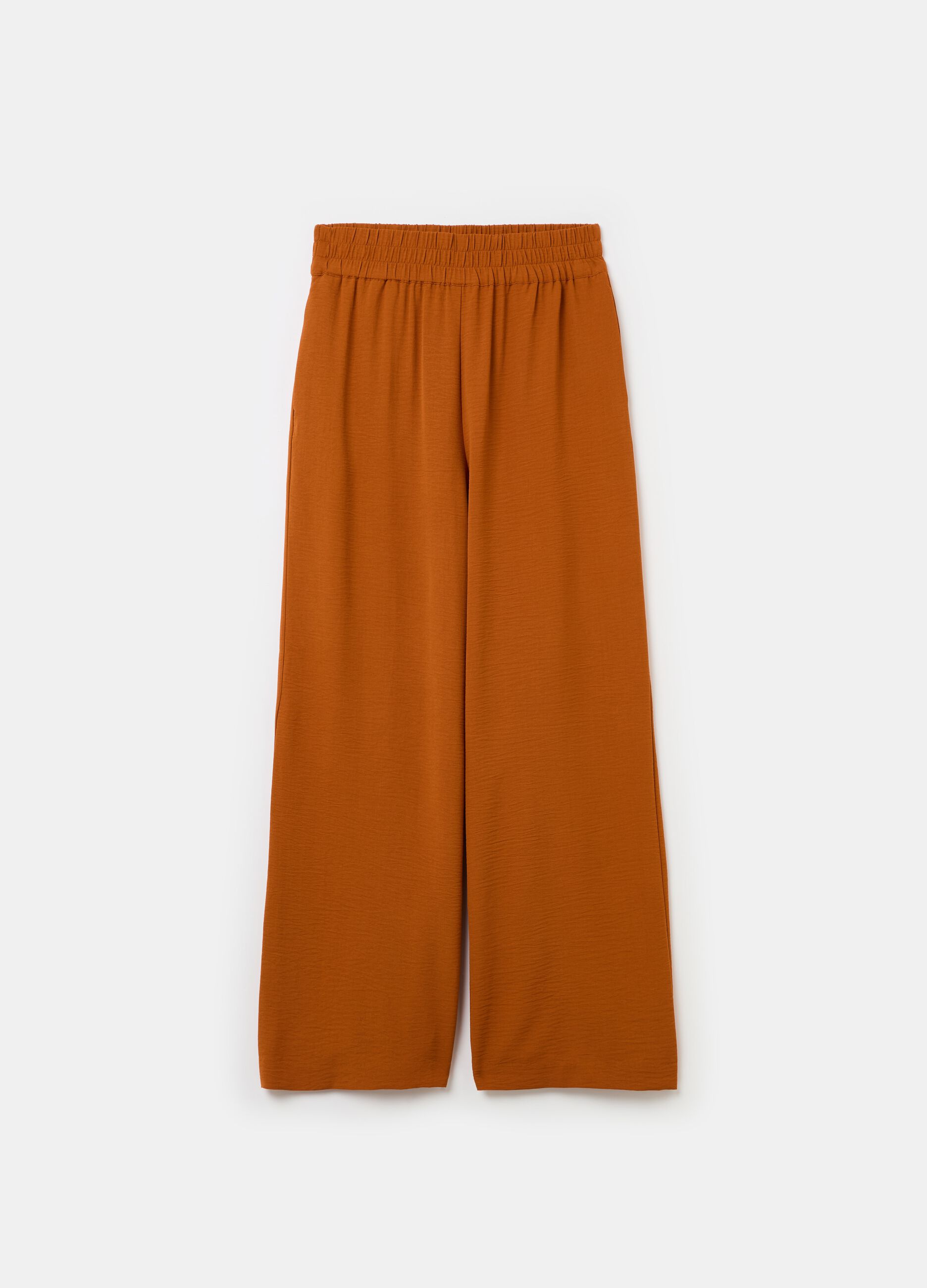 Crinkle-effect fluid trousers