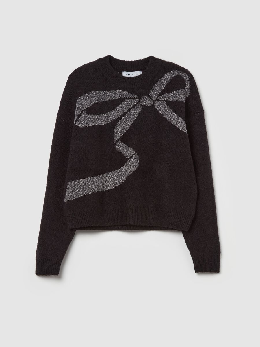 Pullover with jacquard bow in lurex_4