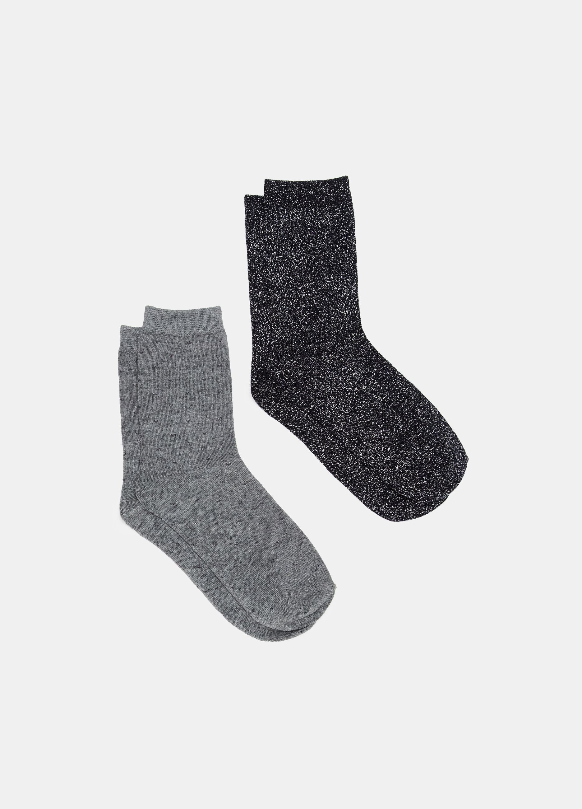 Two-pair pack short socks with lurex