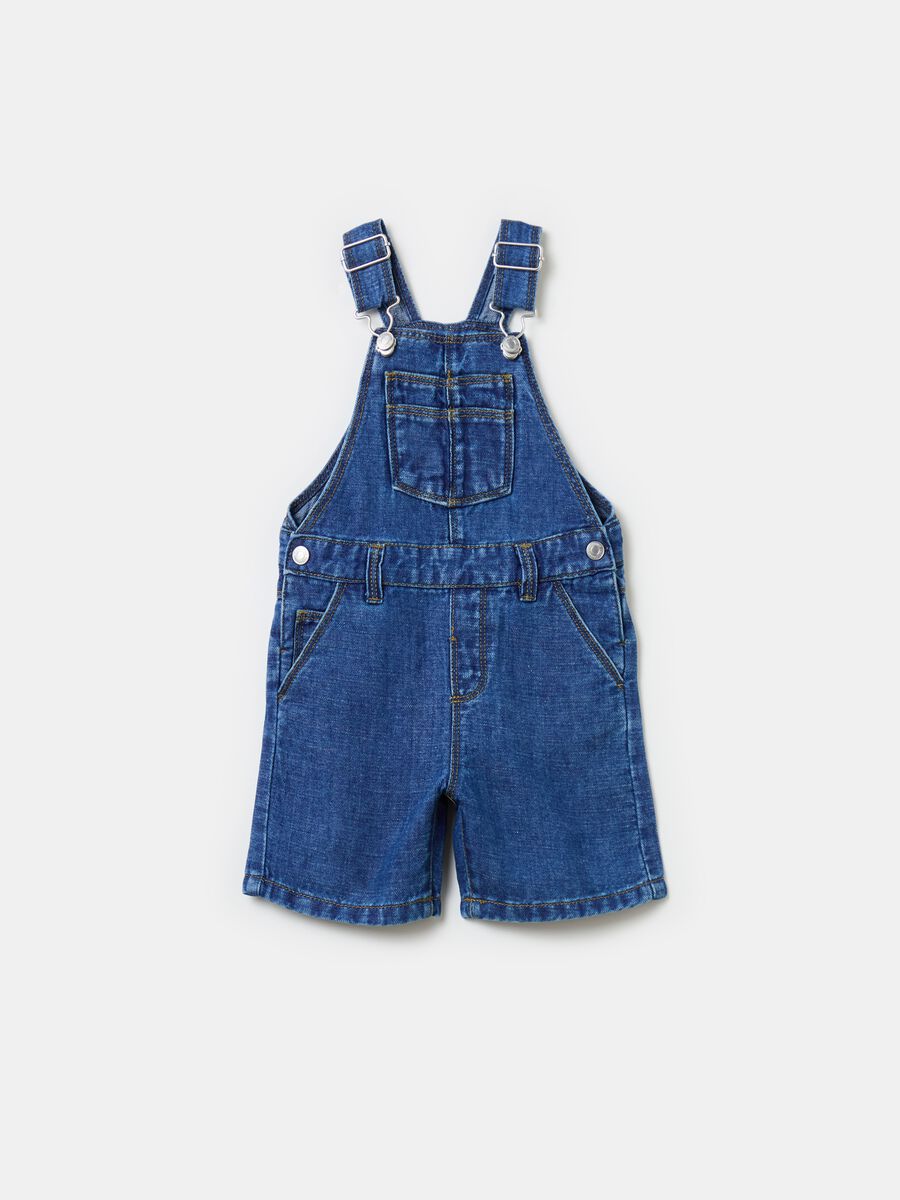 Cotton and linen denim dungarees_0