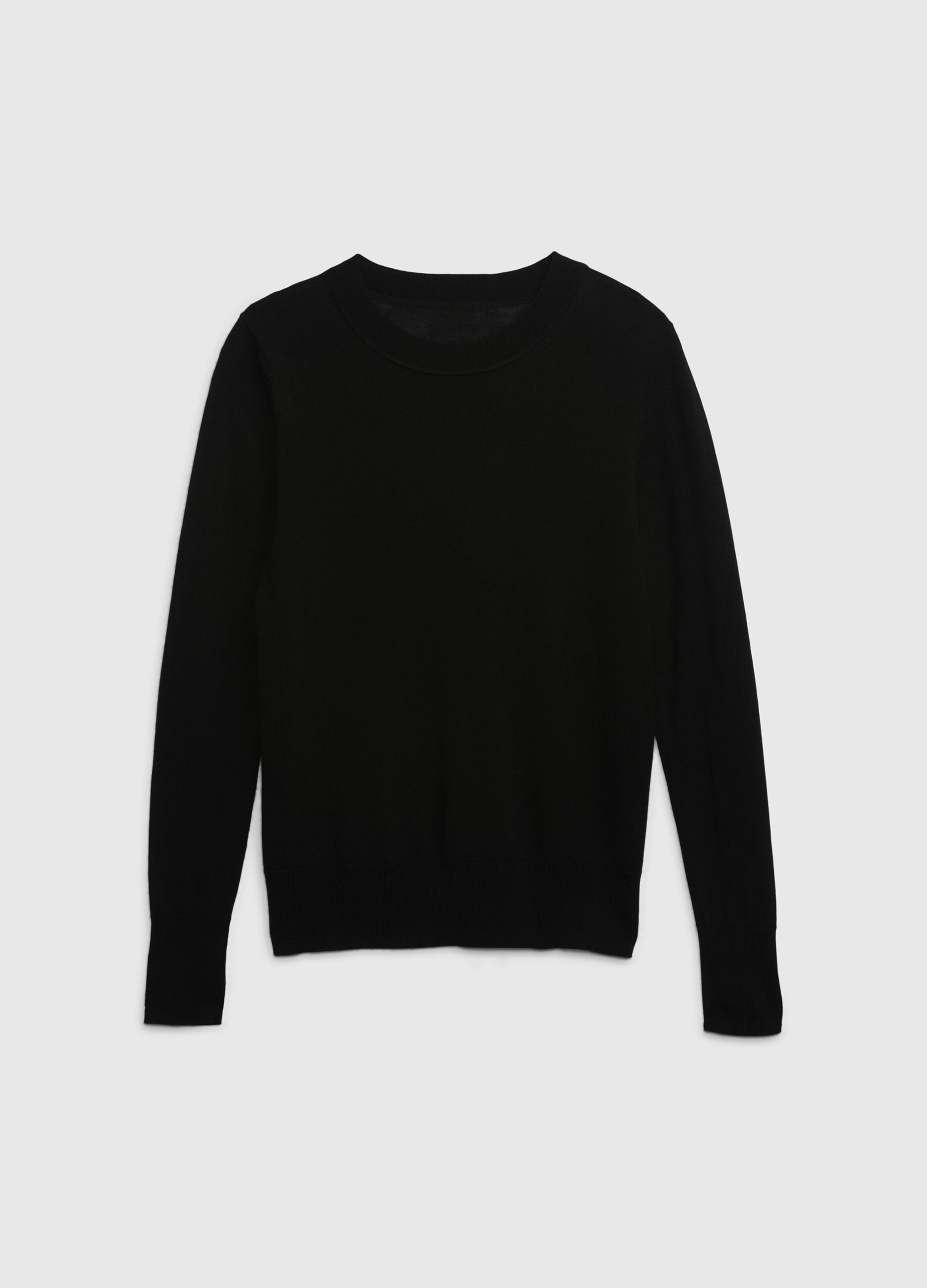 Merino wool pullover with round neck