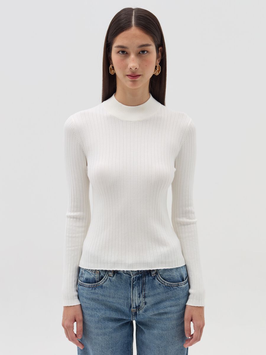 Flat ribbed top with mock neck_1