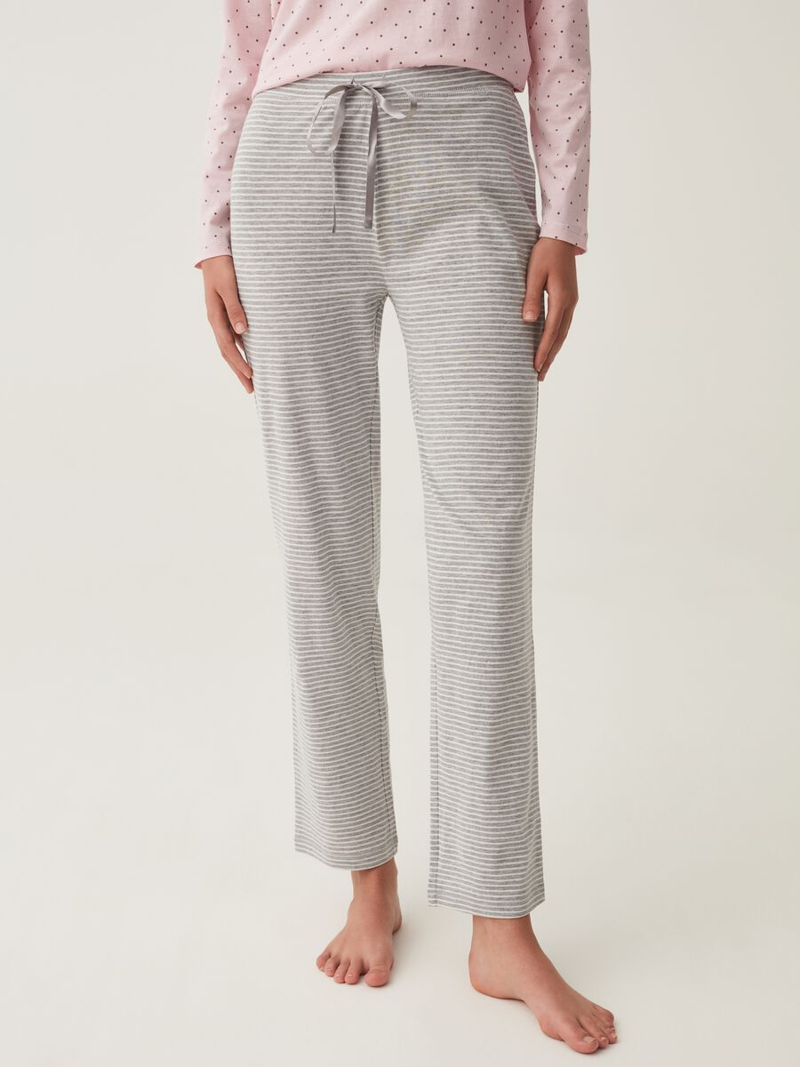 Striped cotton and viscose pyjama bottoms_1