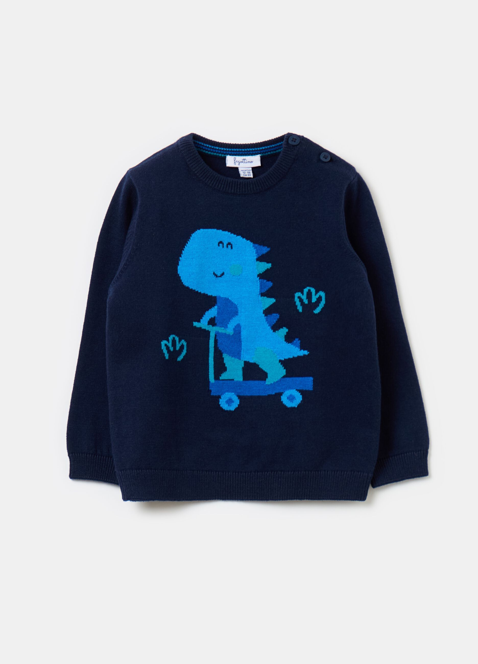 Cotton pullover with dinosaur design