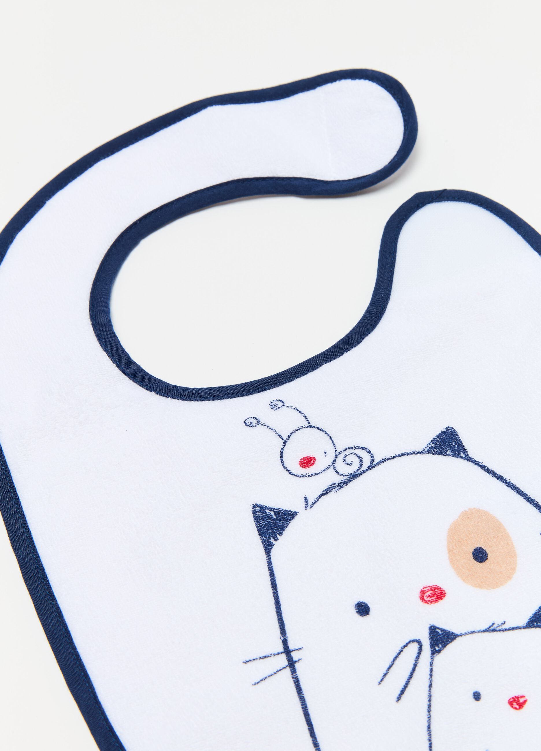 Two-pack bibs with PEVA backing and animals