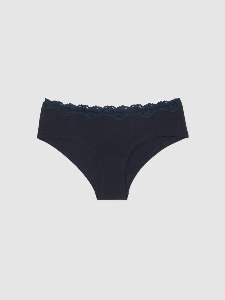 Knicker shorts in organic cotton with lace trim_0