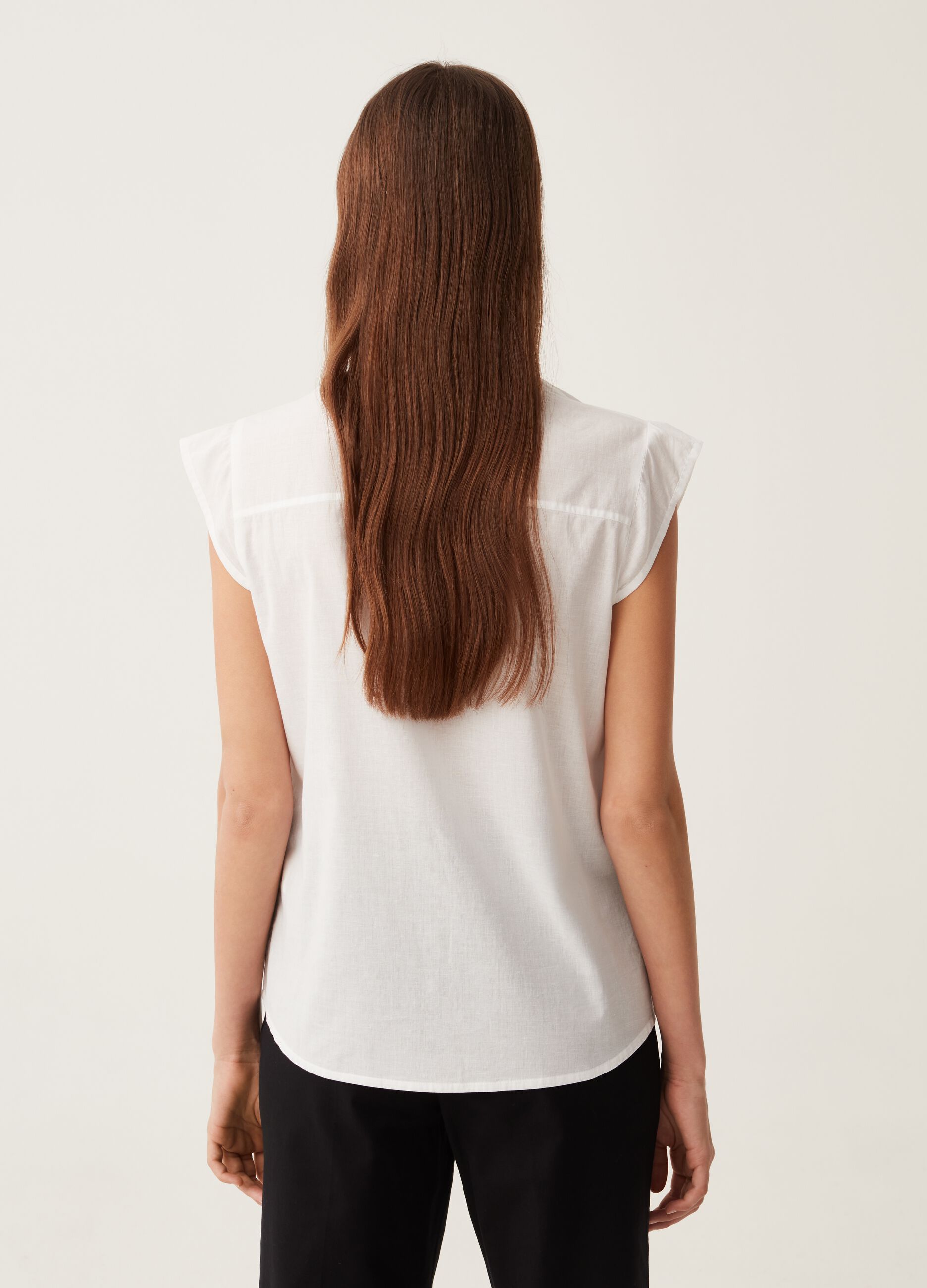 Cotton shirt with cap sleeves