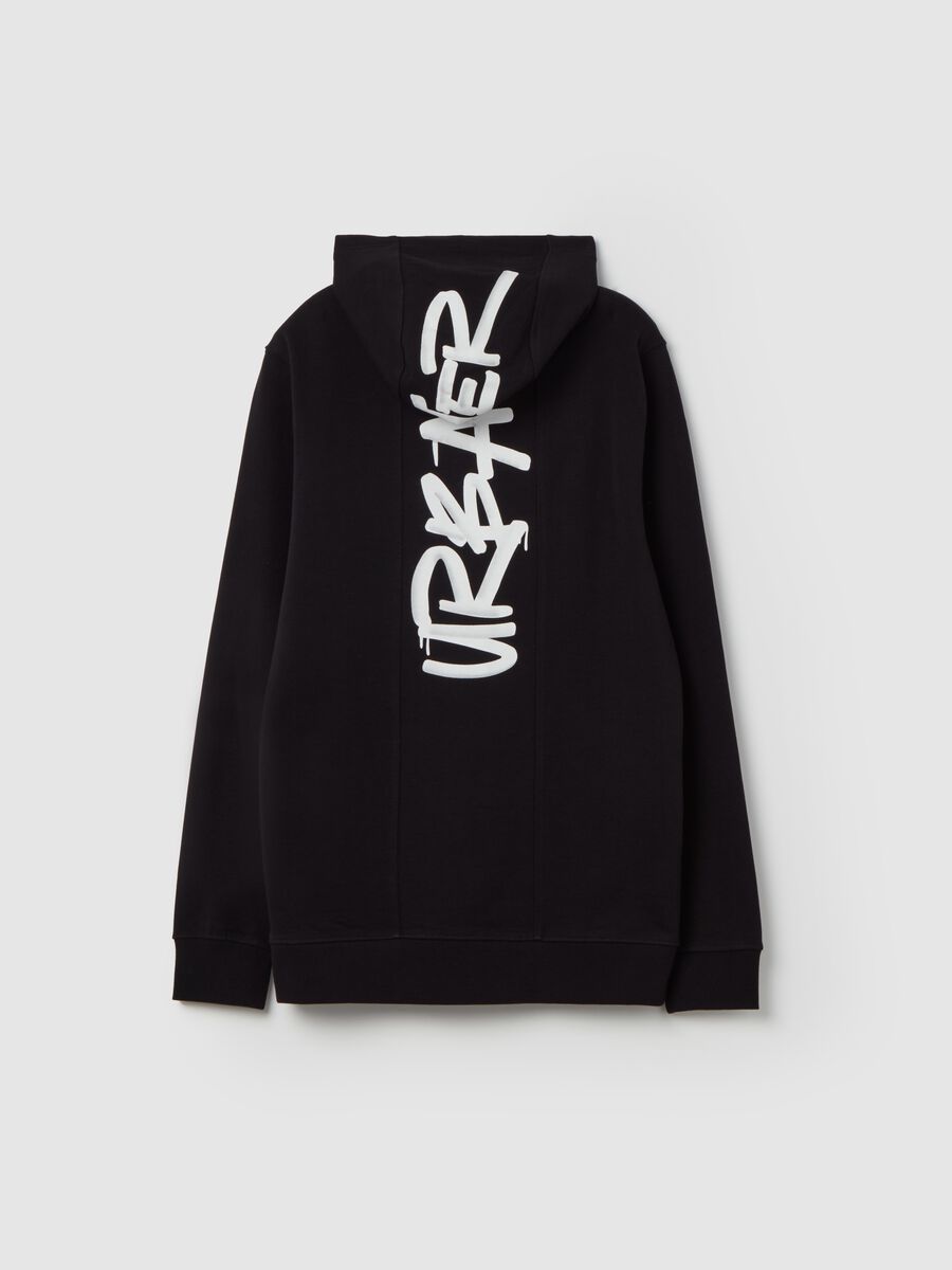 French terry sweatshirt with hood and print_1