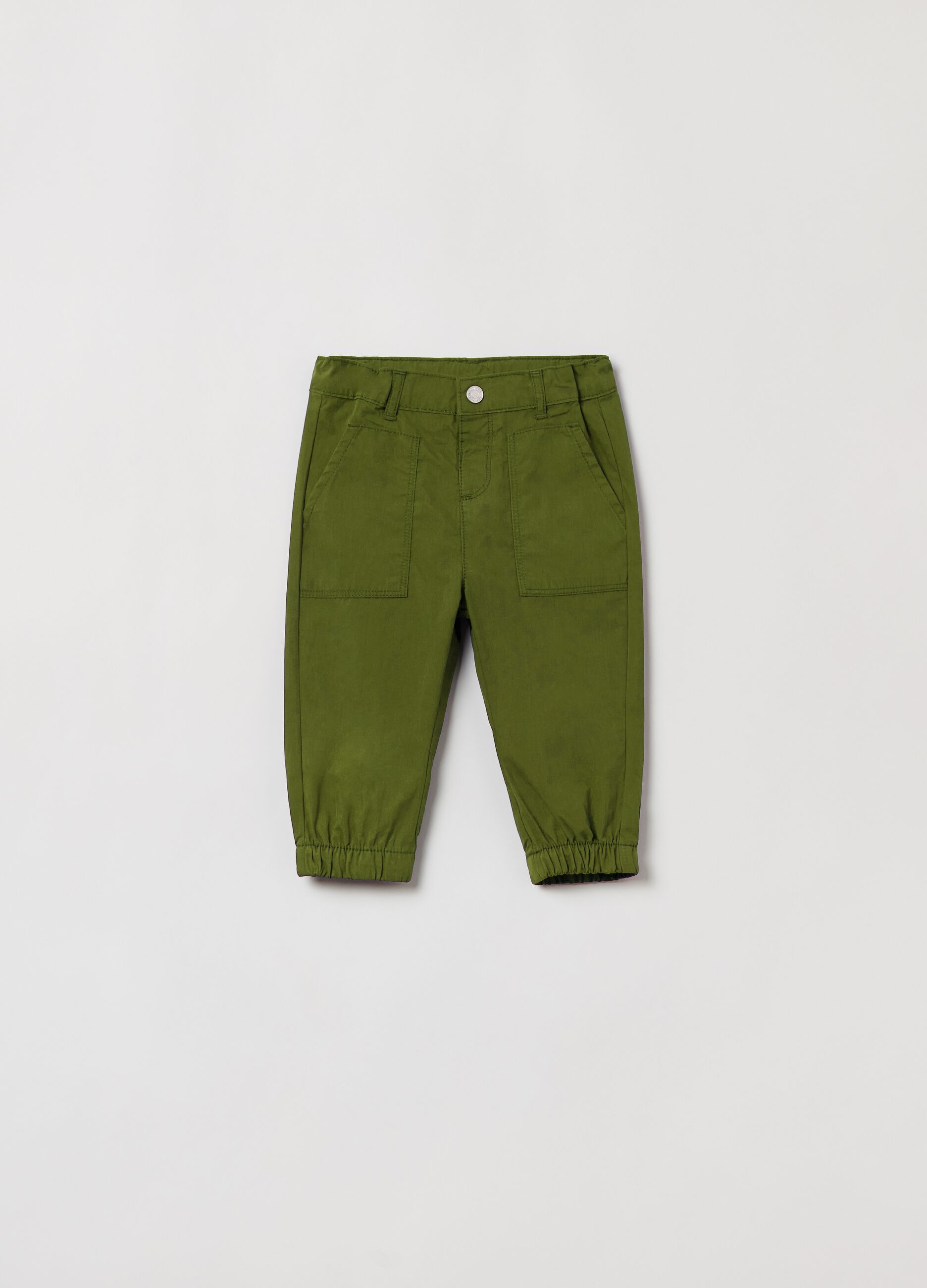 Solid colour poplin trousers