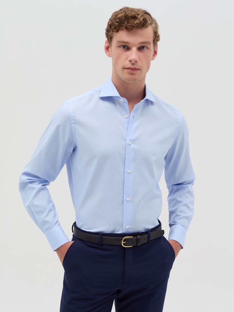 Solid colour slim-fit easy-iron shirt_0