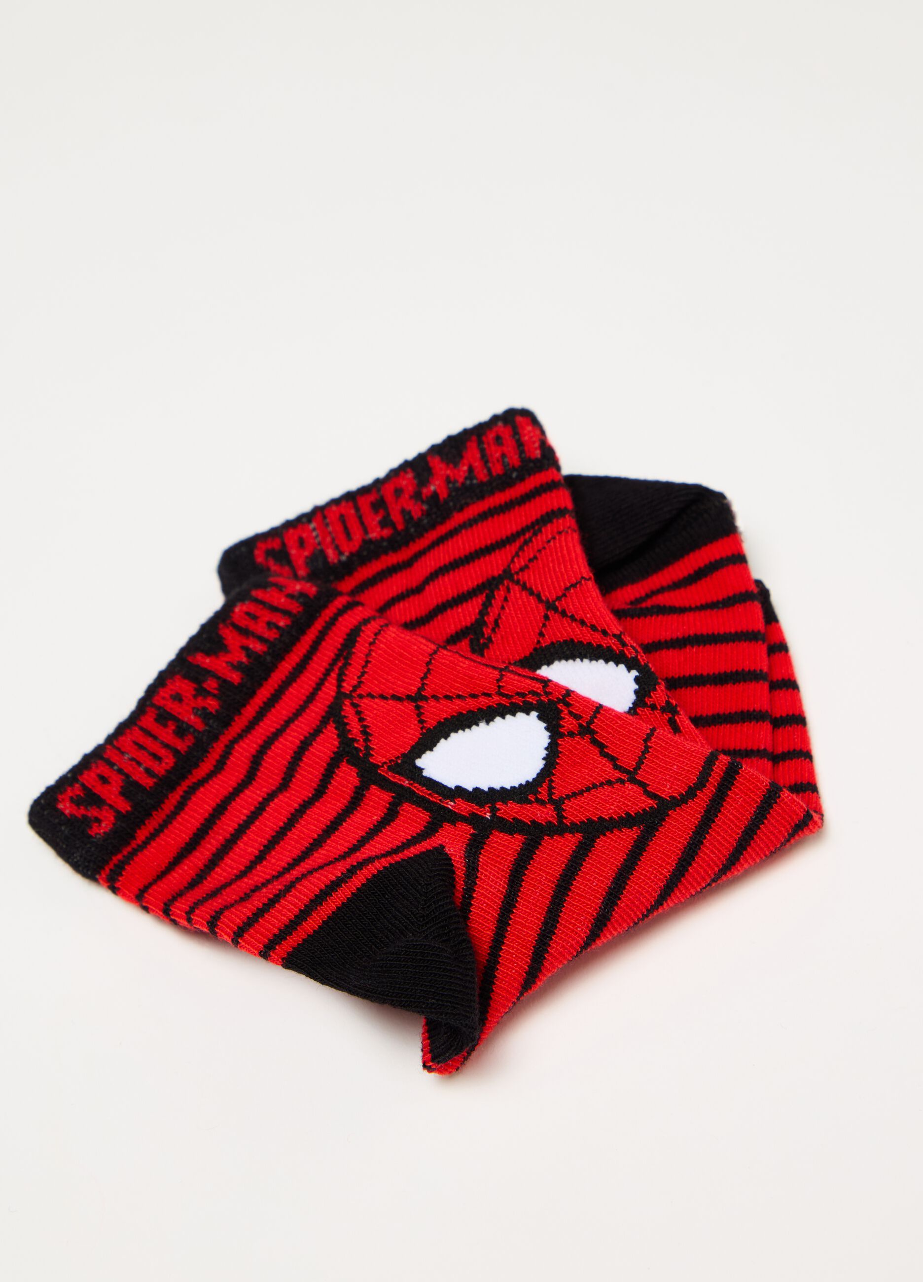 Two-pair pack short striped socks with Spider-Man