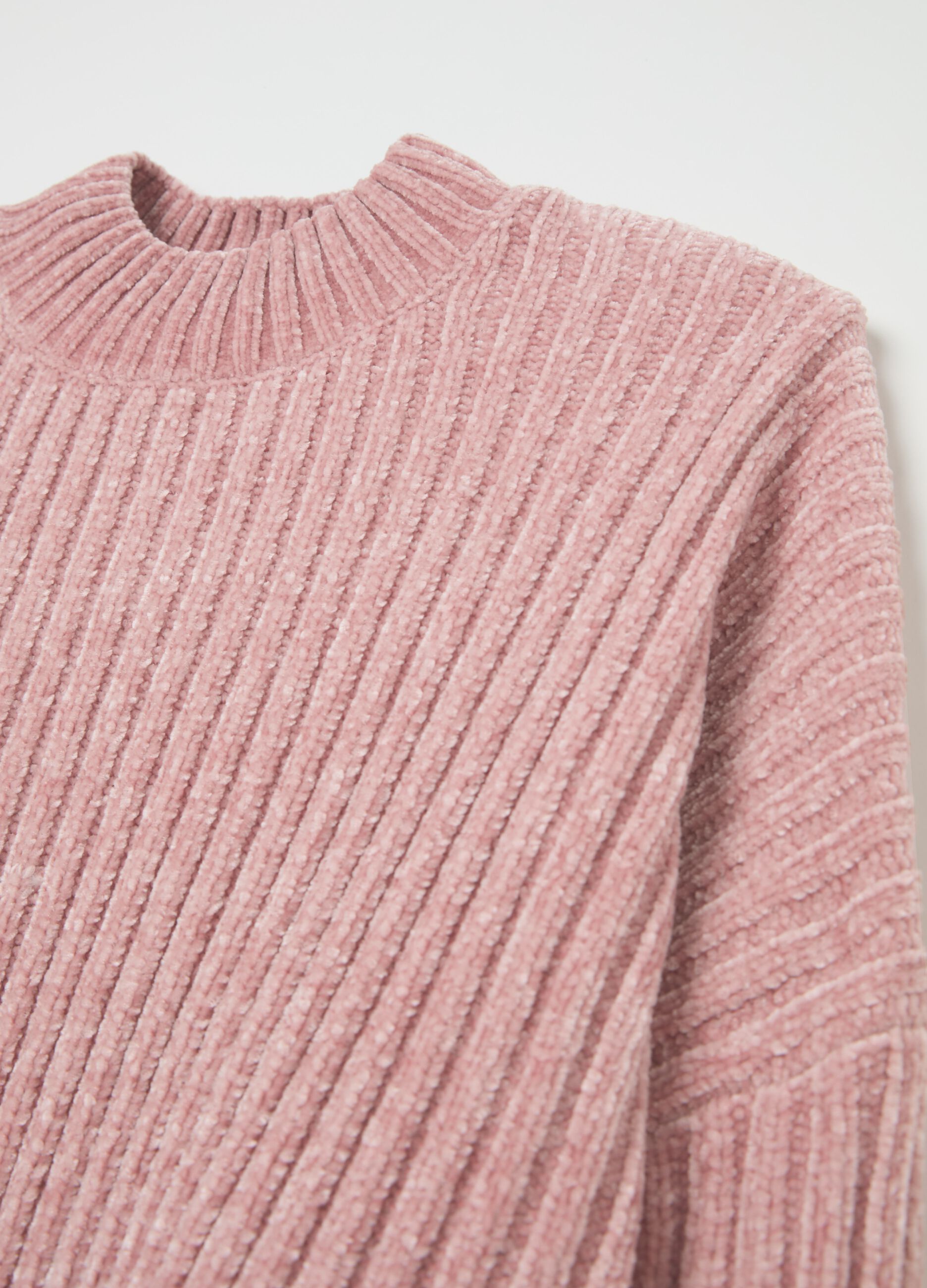 Chenille pullover with mock neck