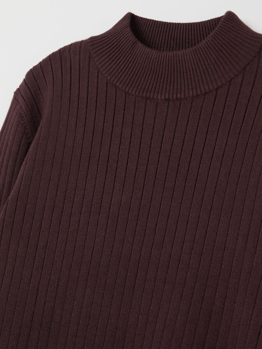 Pullover mock neck in maglia a coste_5