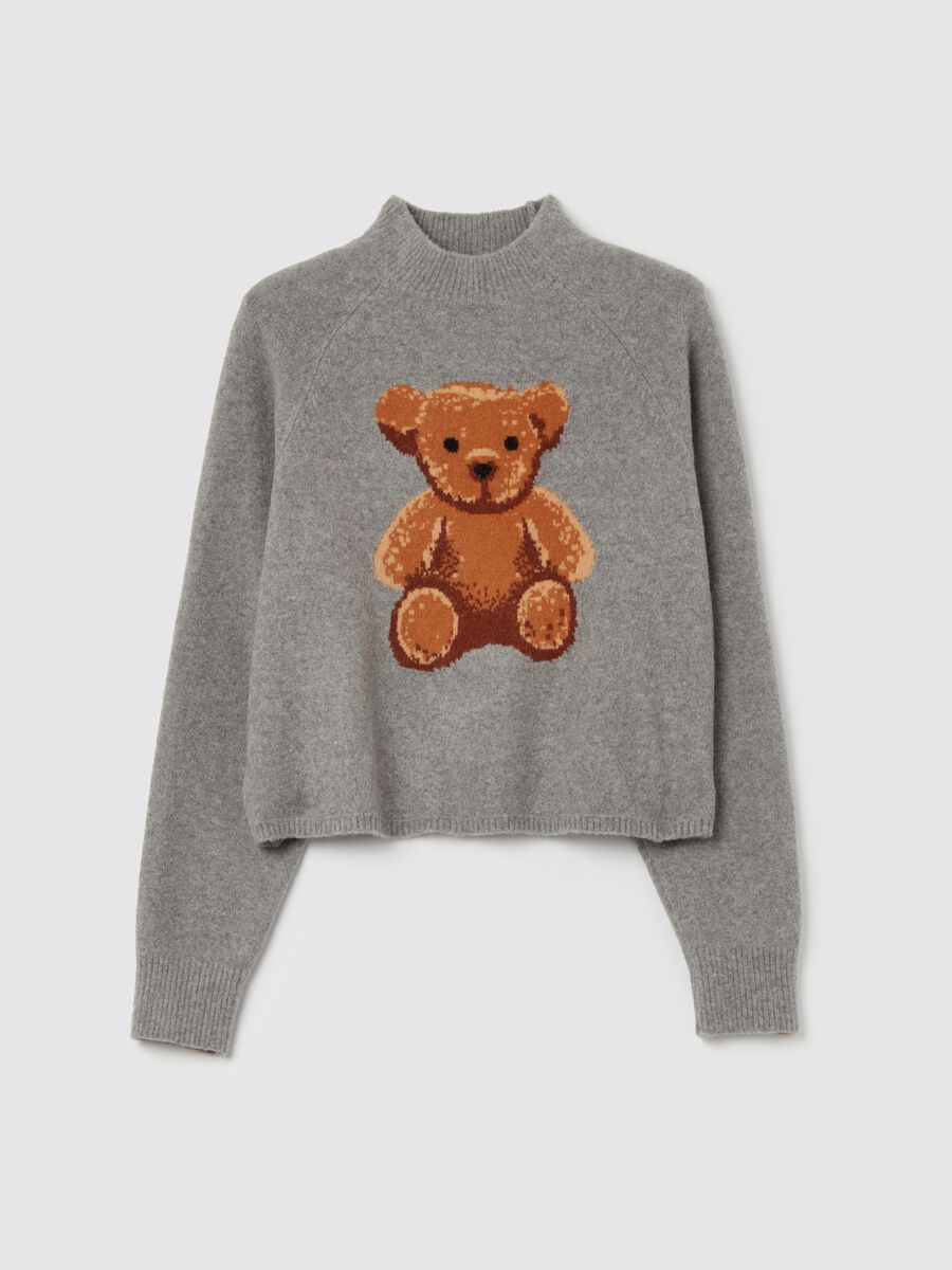 Crop pullover with jacquard bear_4