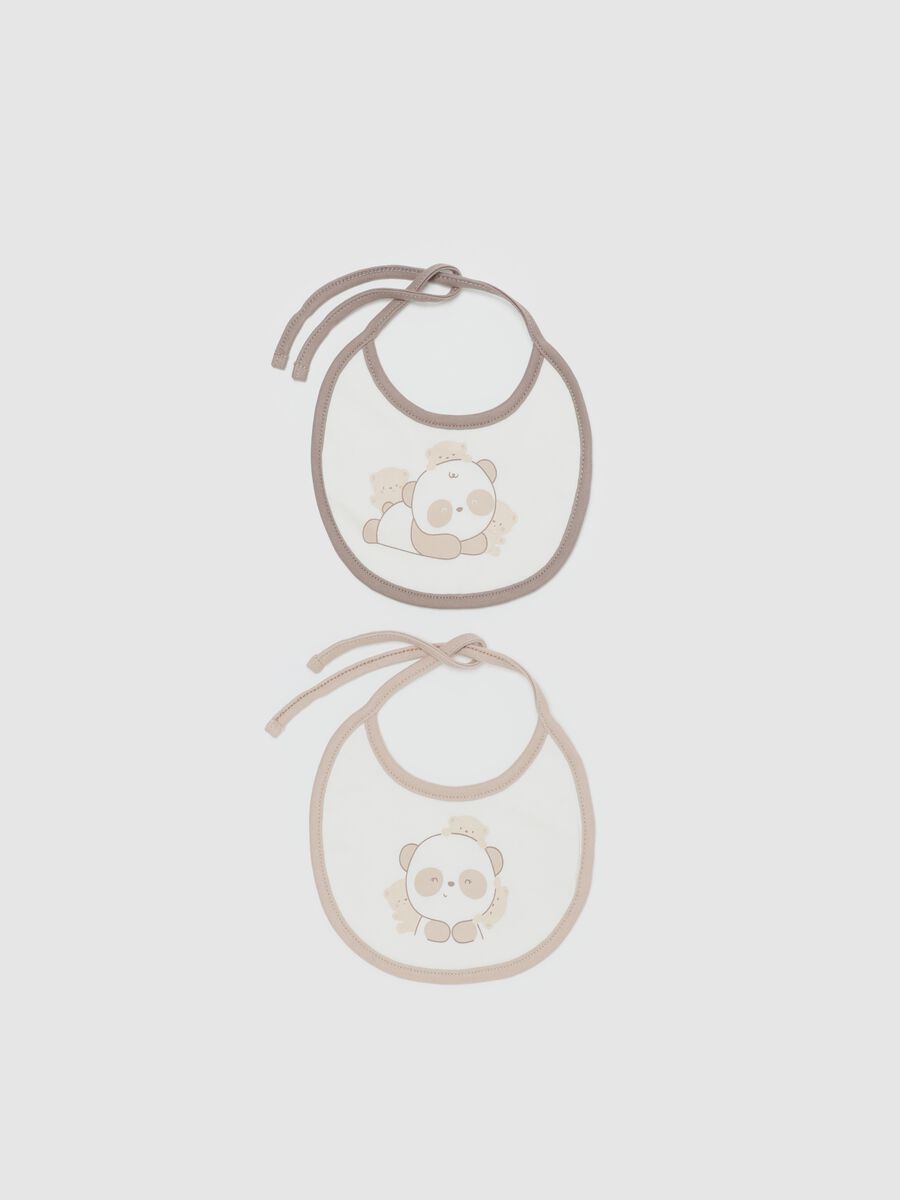 Two-pack organic cotton bibs with panda print_0