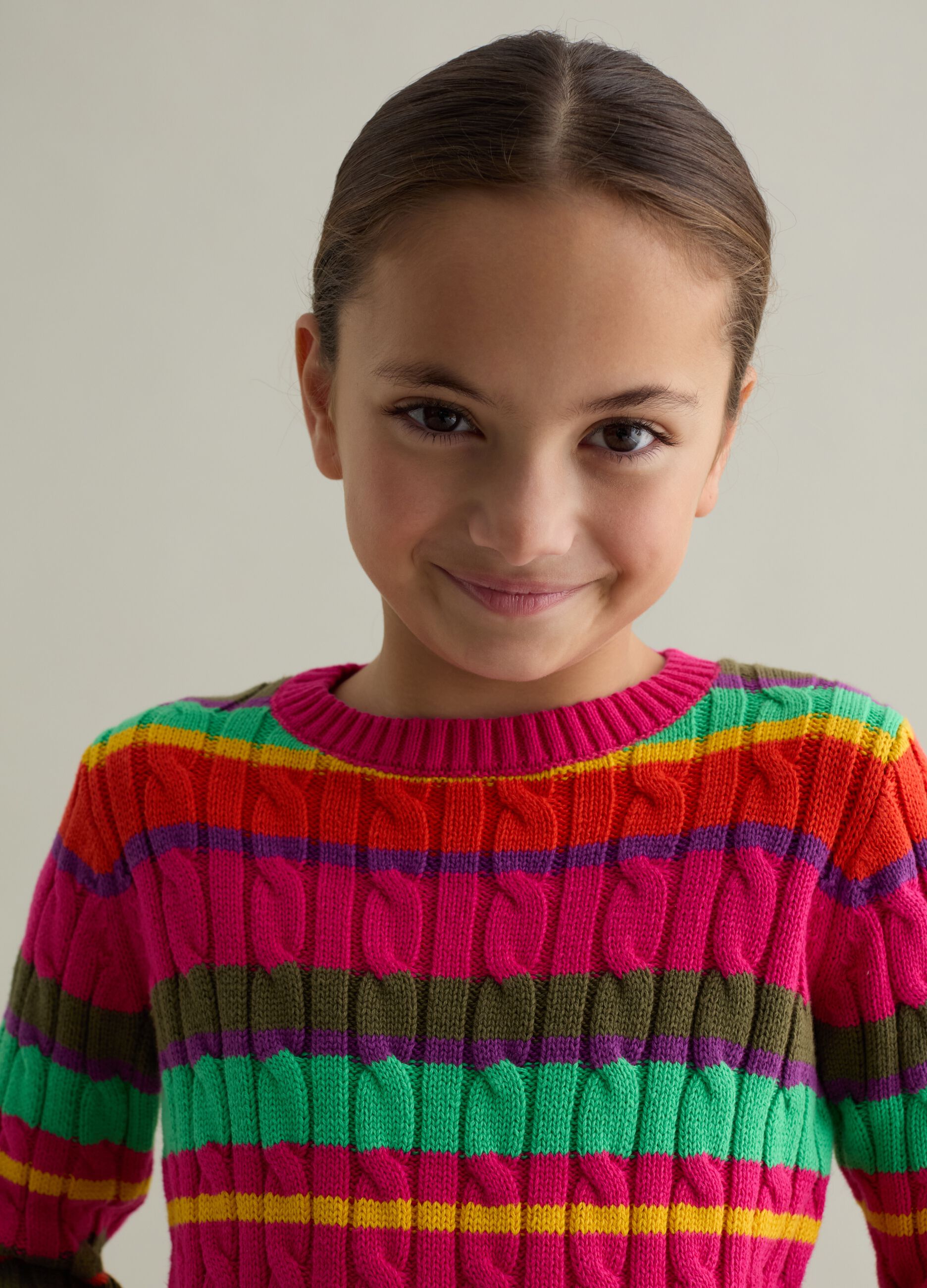 Pullover in cotone con fantasia a righe