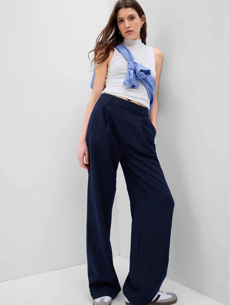 Wide-leg trousers with darts_0