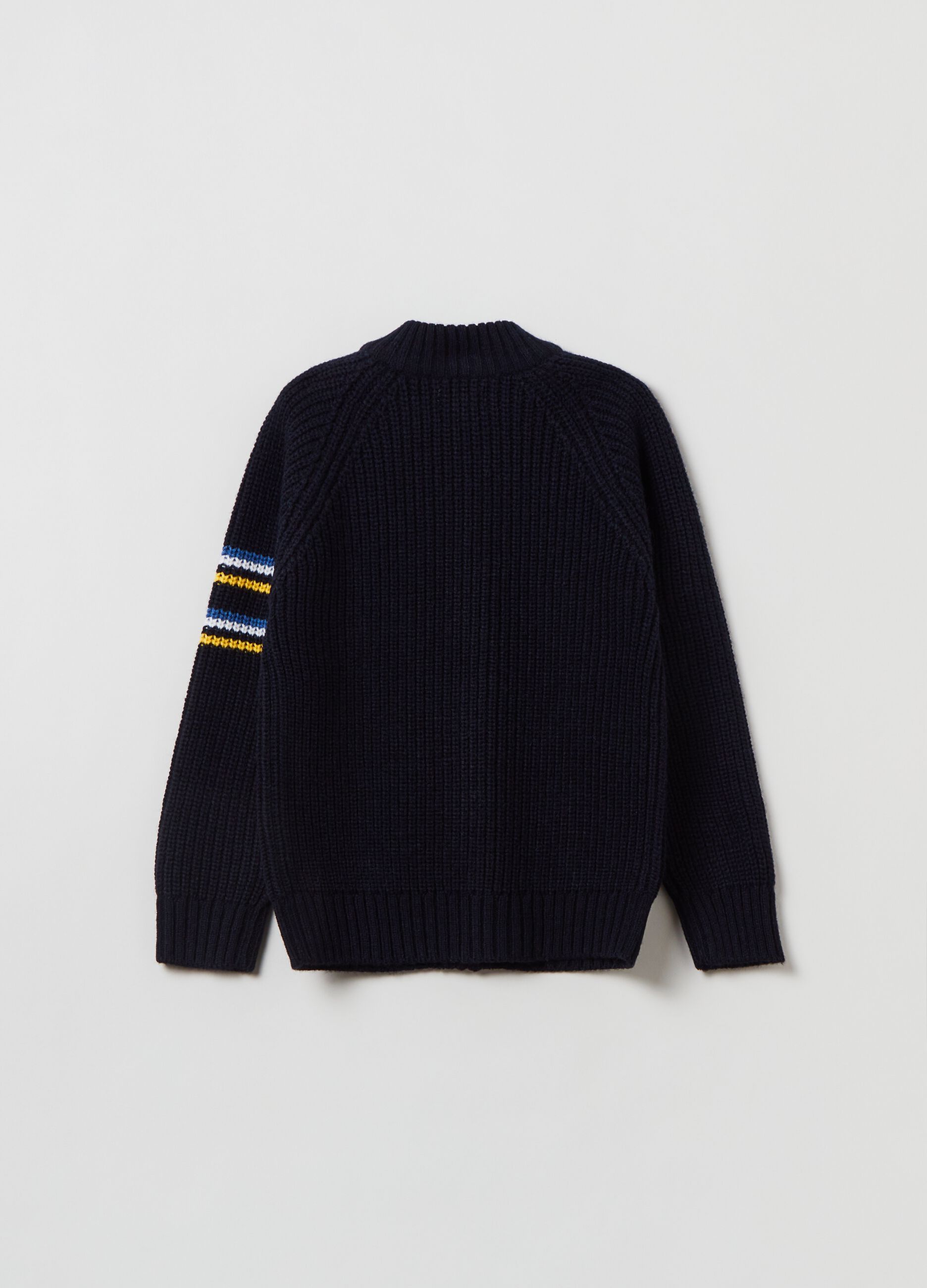 Ribbed knit full-zip sweater