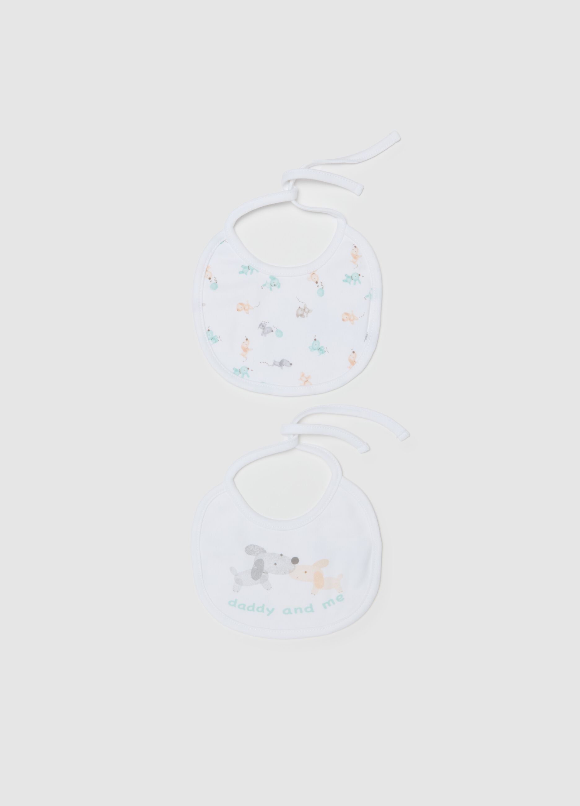 Two-pack bibs with puppies print