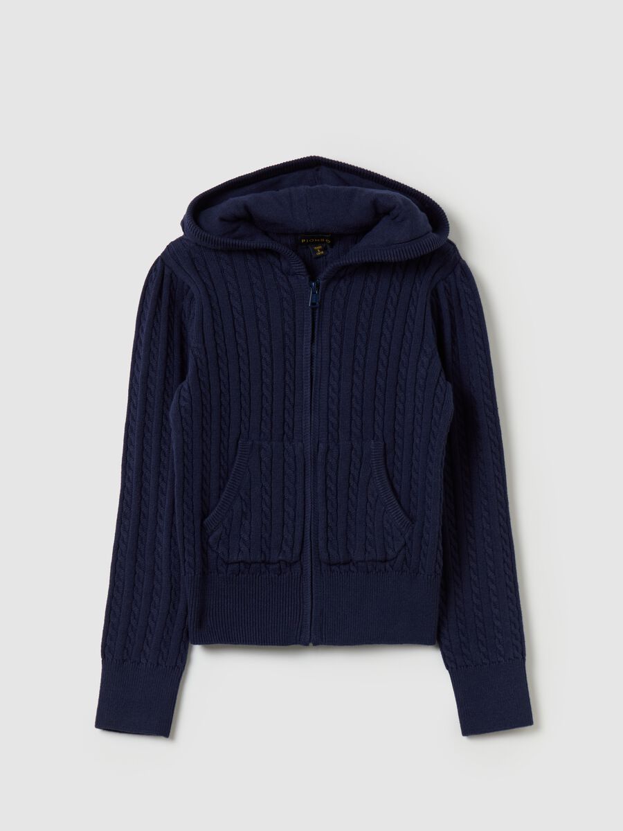 Cable-knit full-zip cardigan with hood_0