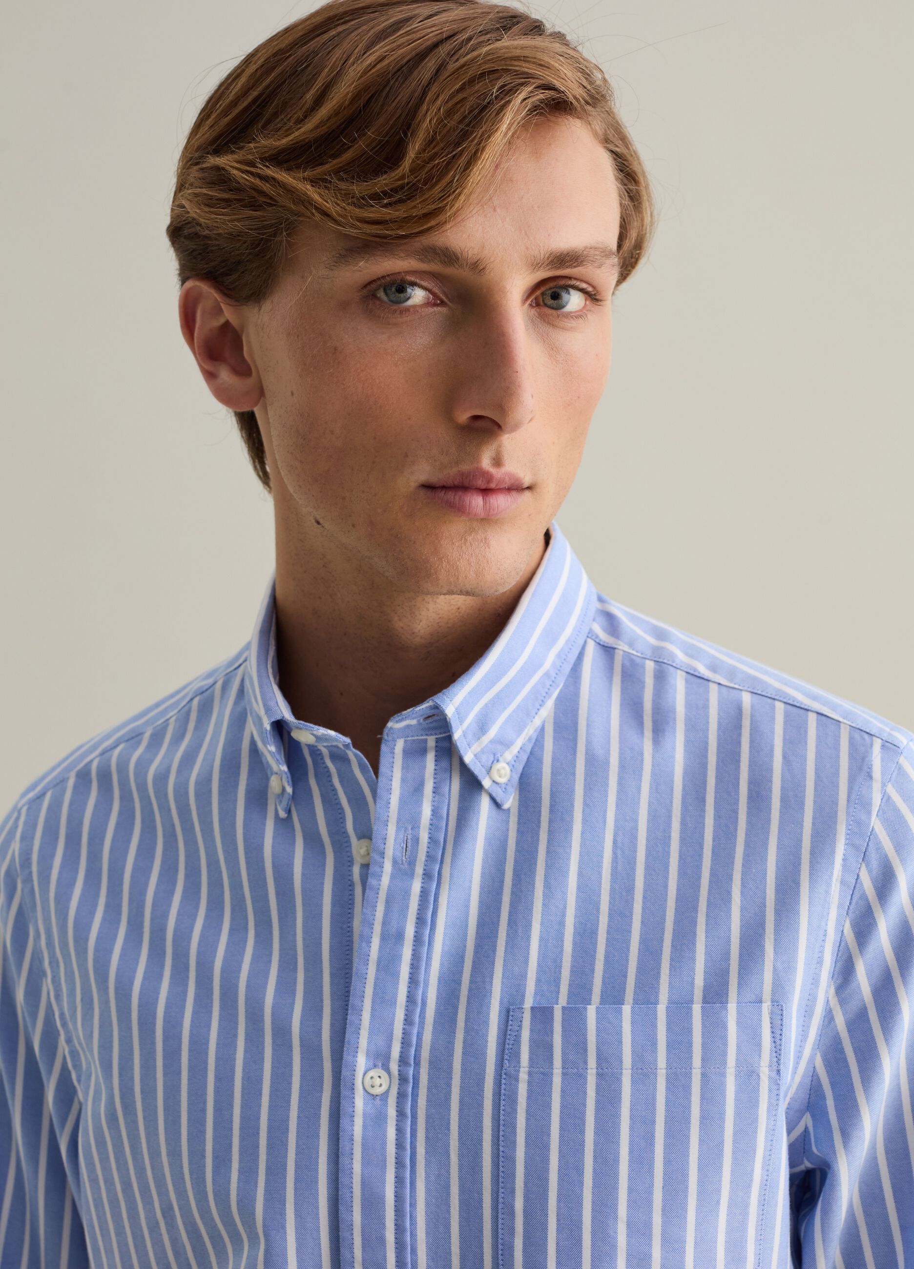 Regular-fit shirt in striped Oxford cotton