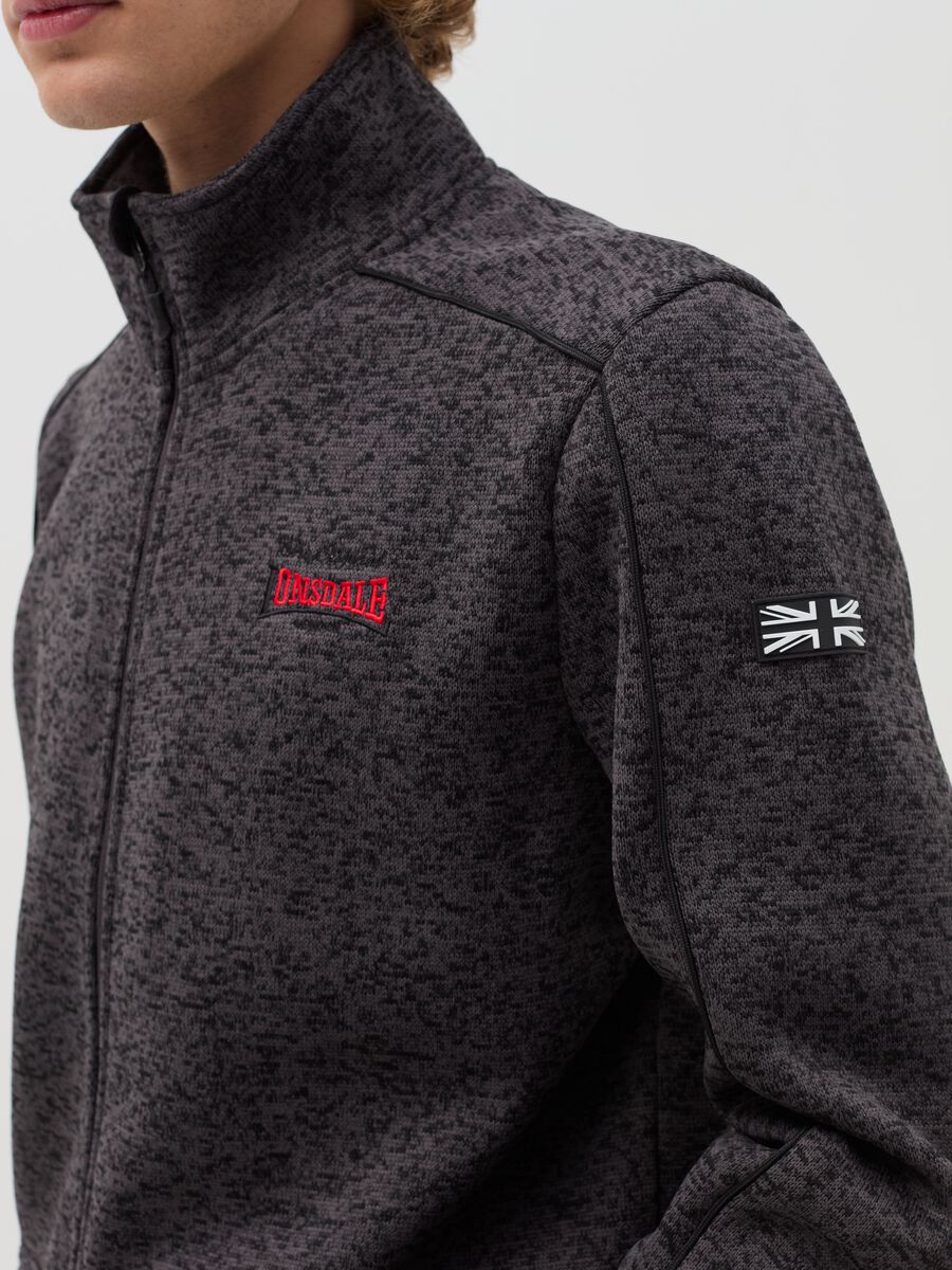 Full-zip mélange sweatshirt with high neck and logo_3