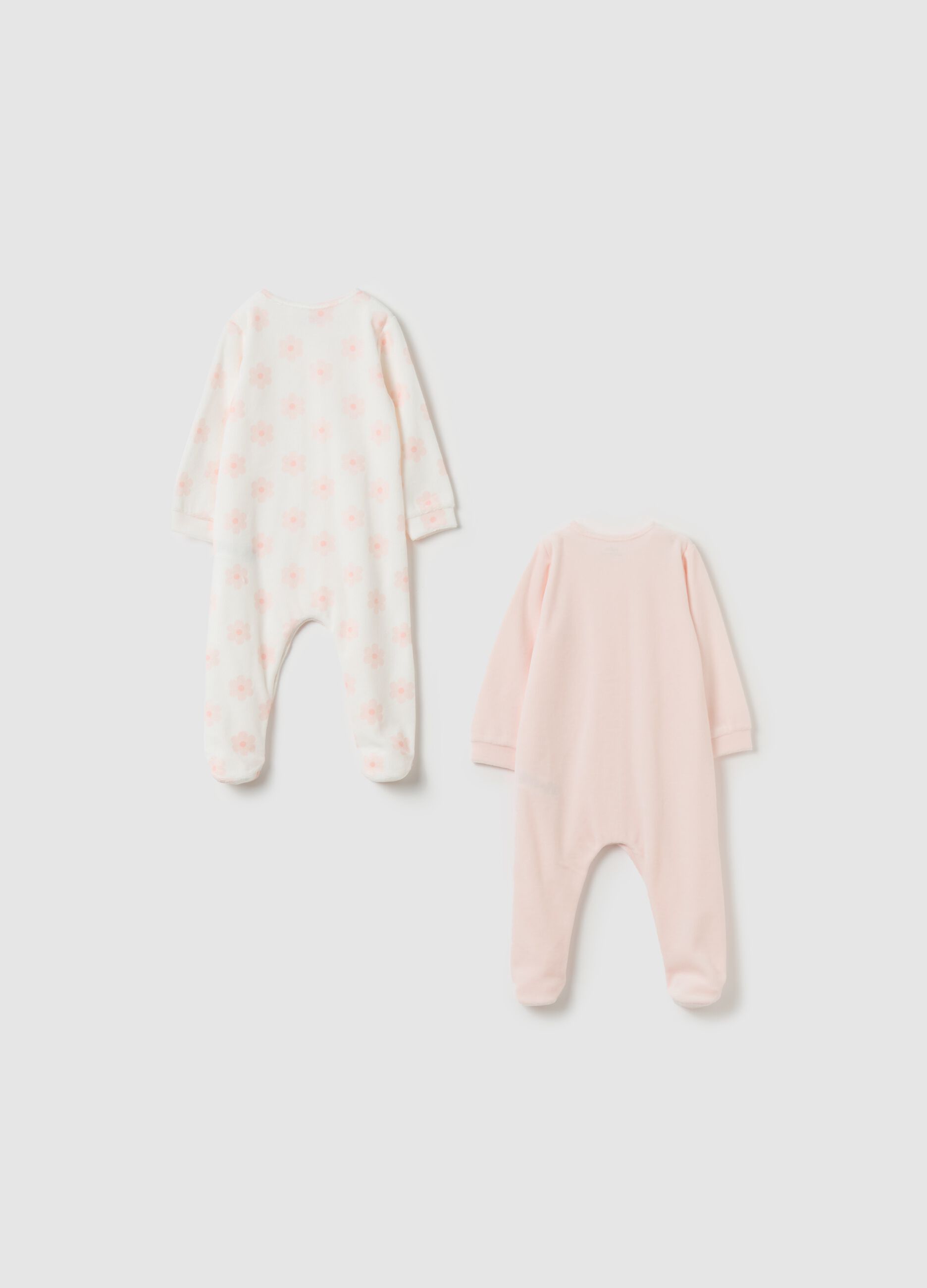 Two-pack velour onesies with feet