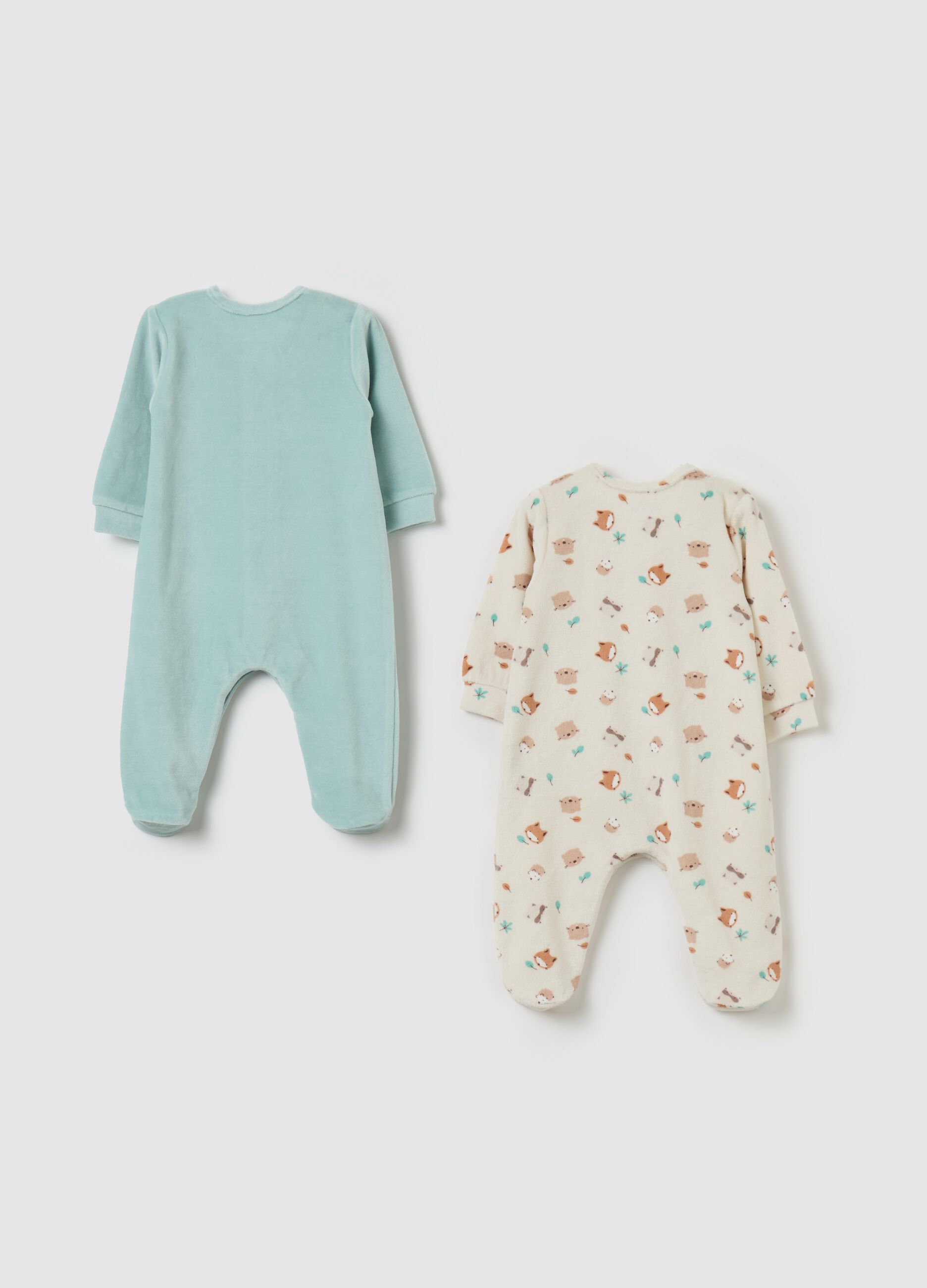 Two-pack velour onesies with feet