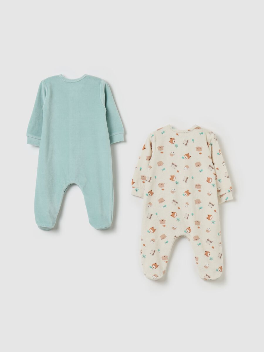 Two-pack velour onesies with feet_1