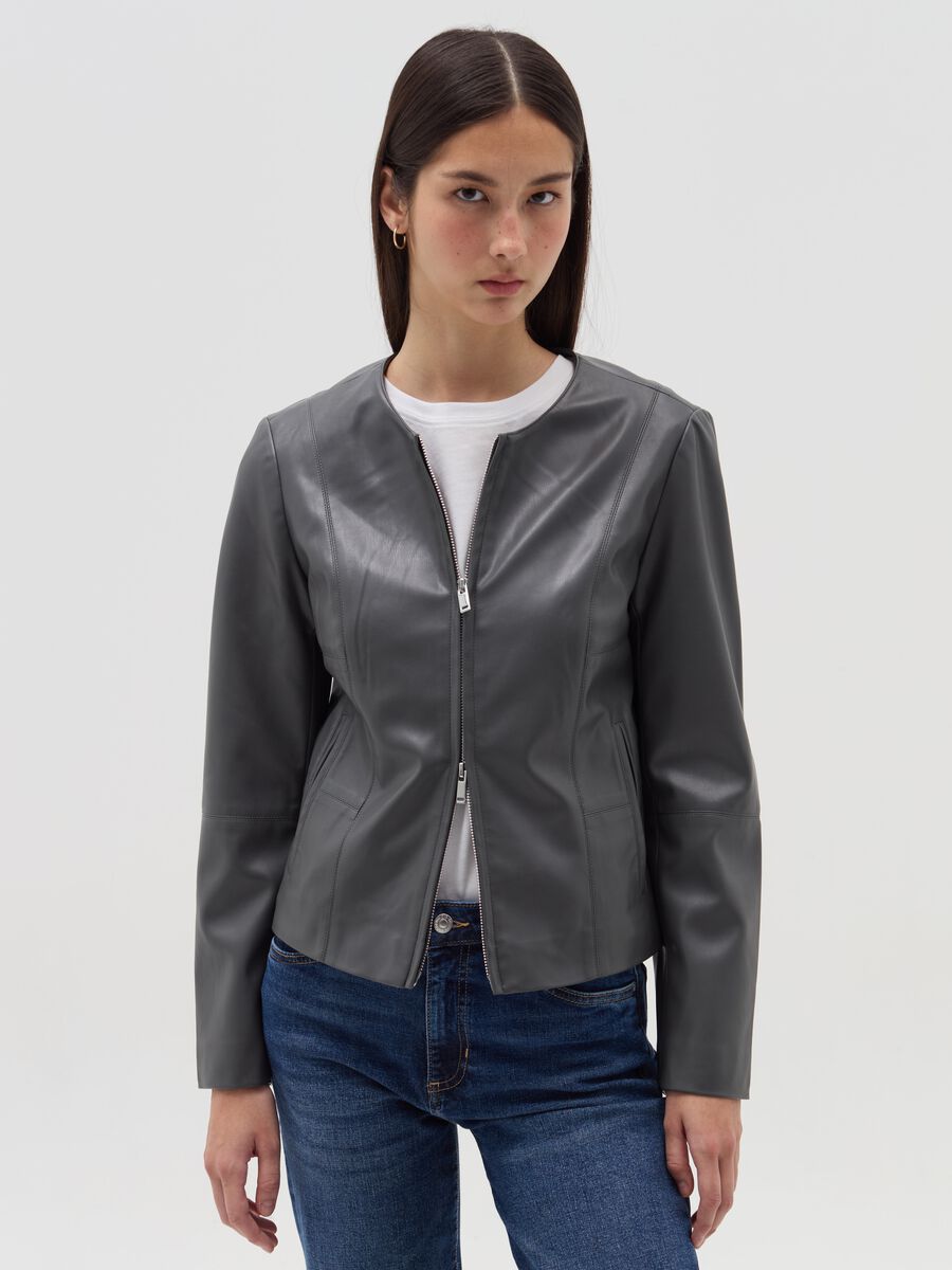 Biker jacket with shiny effect_1