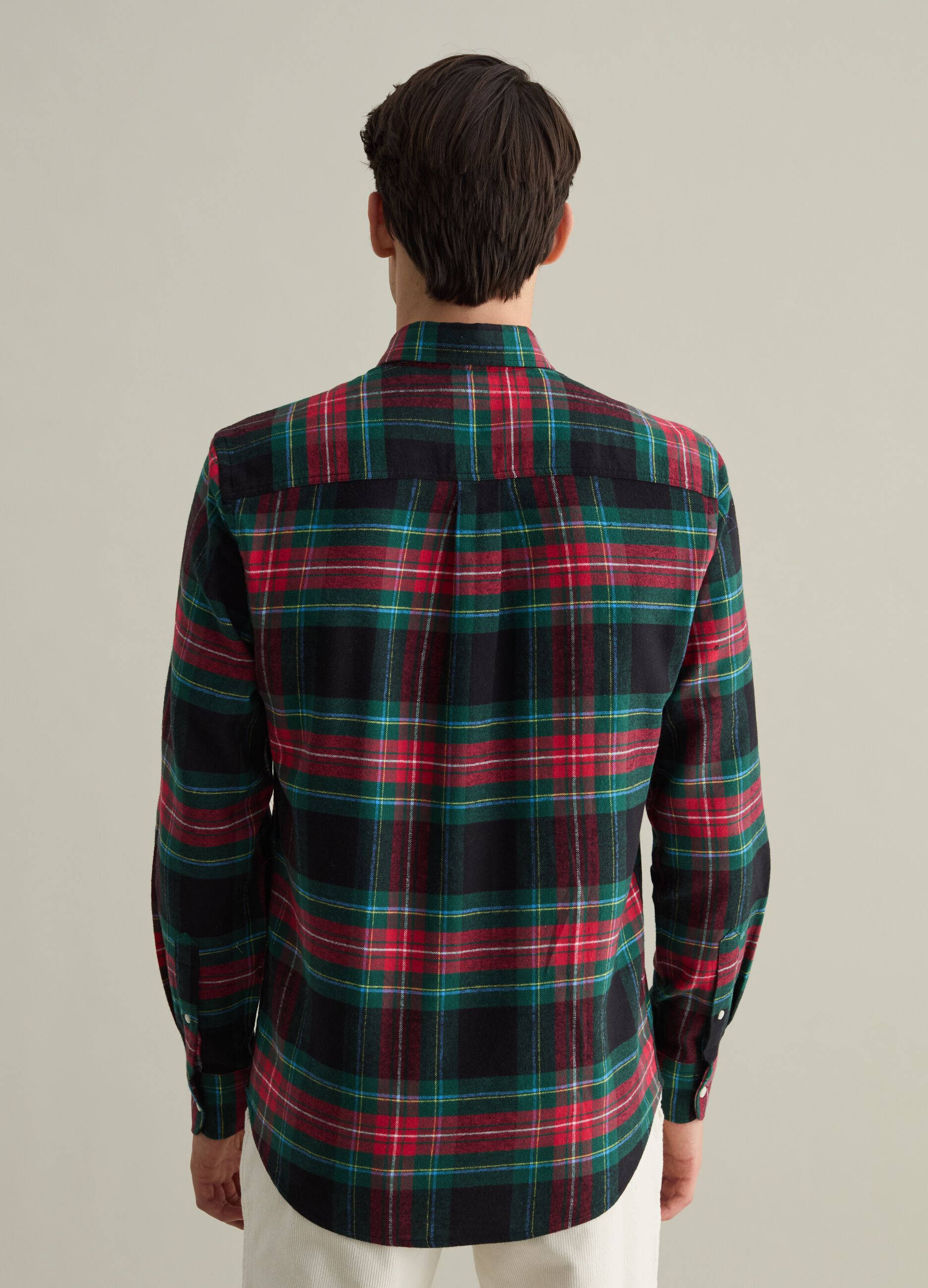 Chequered flannel button-down shirt