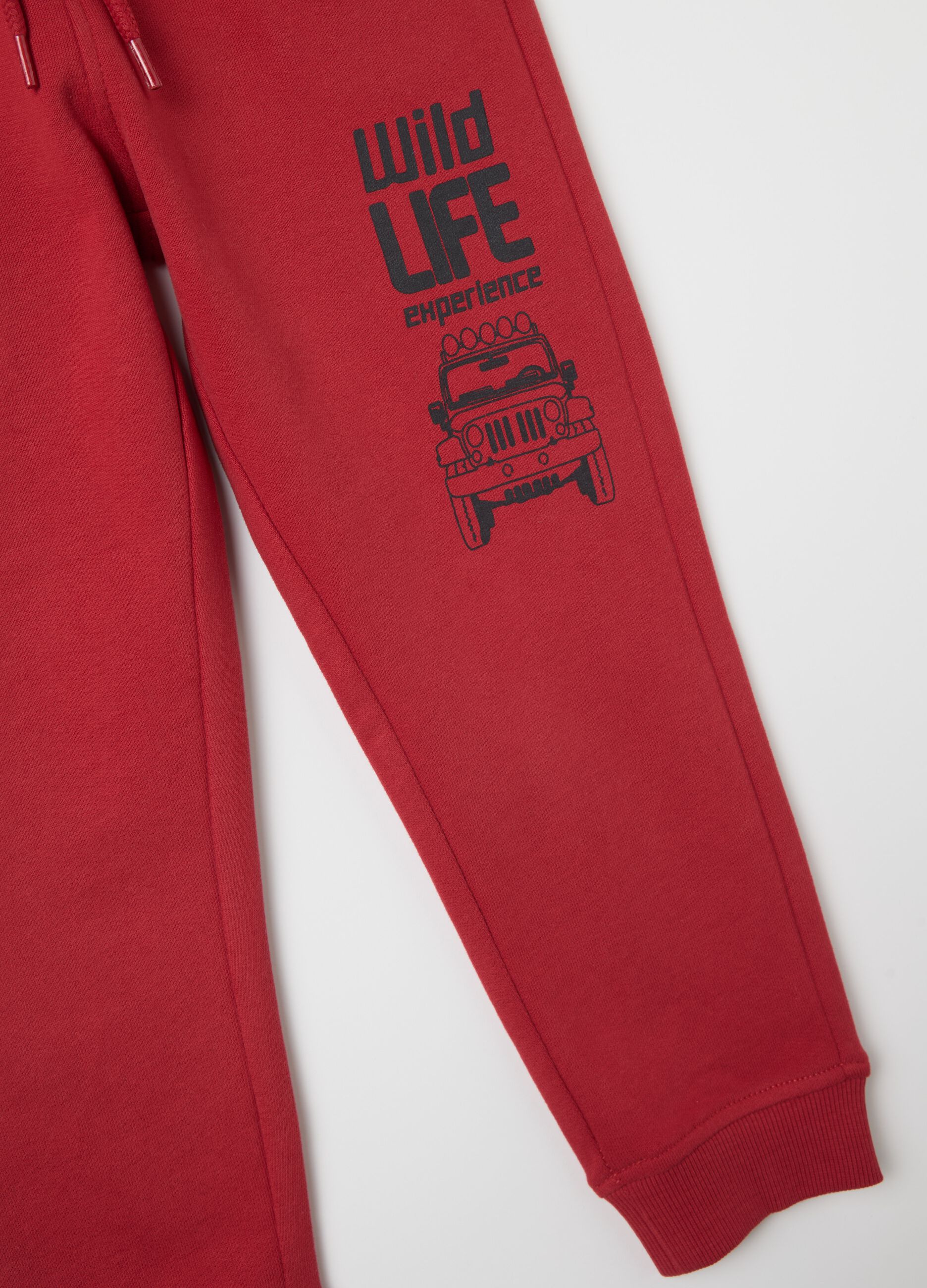 Fleece joggers with drawstring and lettering print