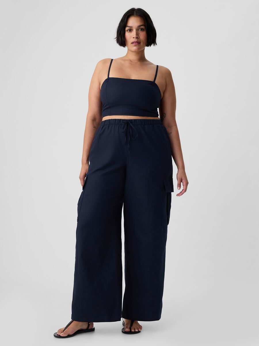 Pull-on wide-leg cargo trousers_3