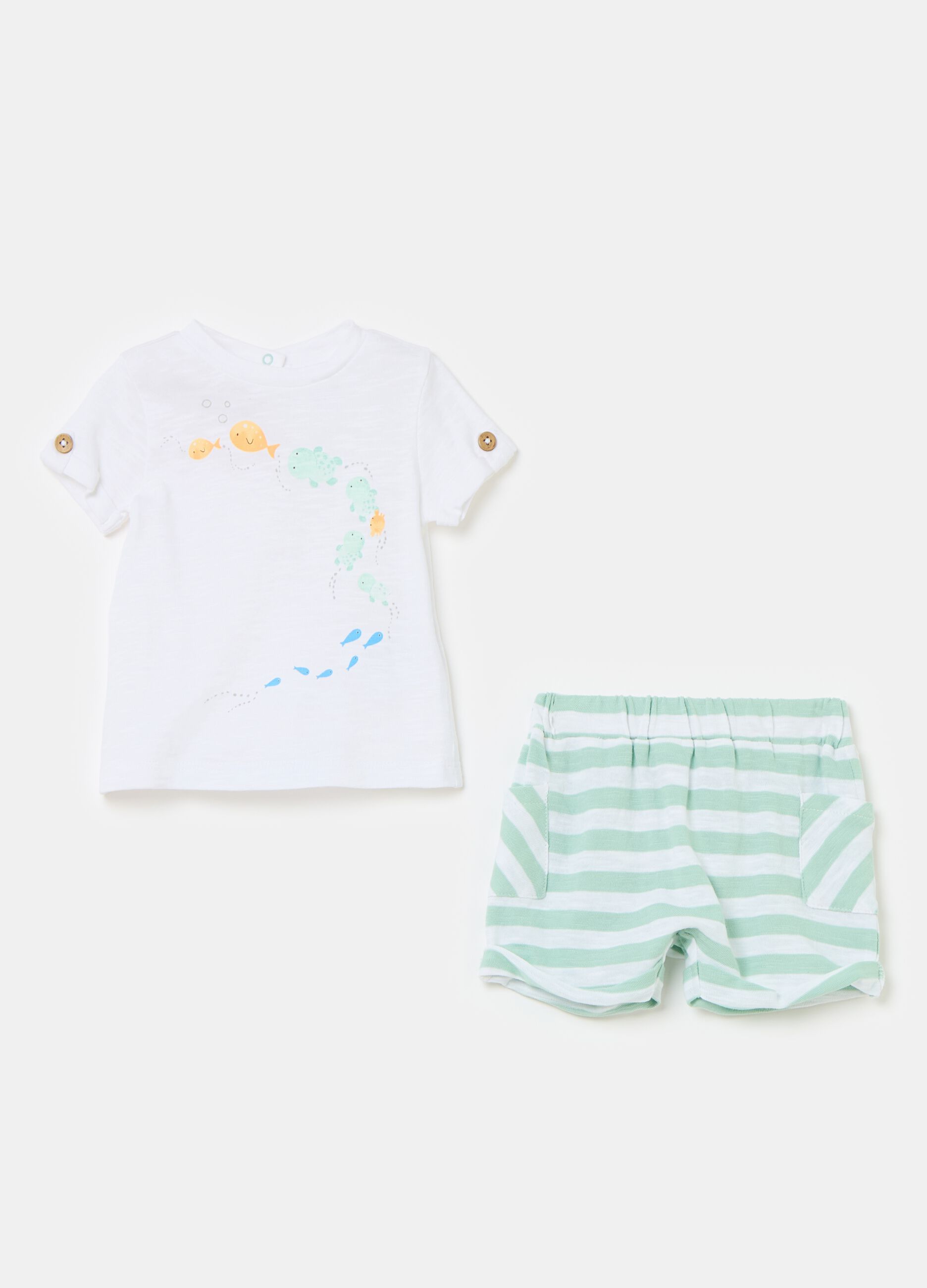 T-shirt and Bermuda shorts set in organic cotton